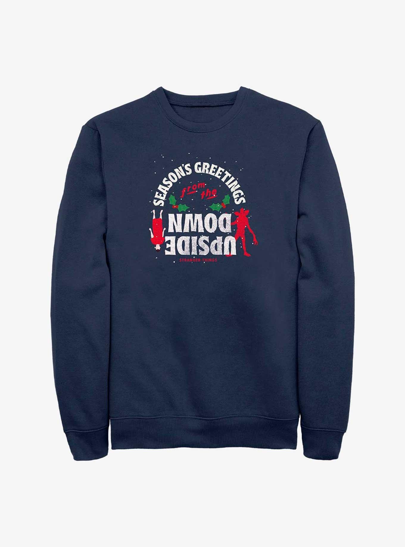 Stranger Things Eleven Season's Greetings Sweatshirt, NAVY, hi-res