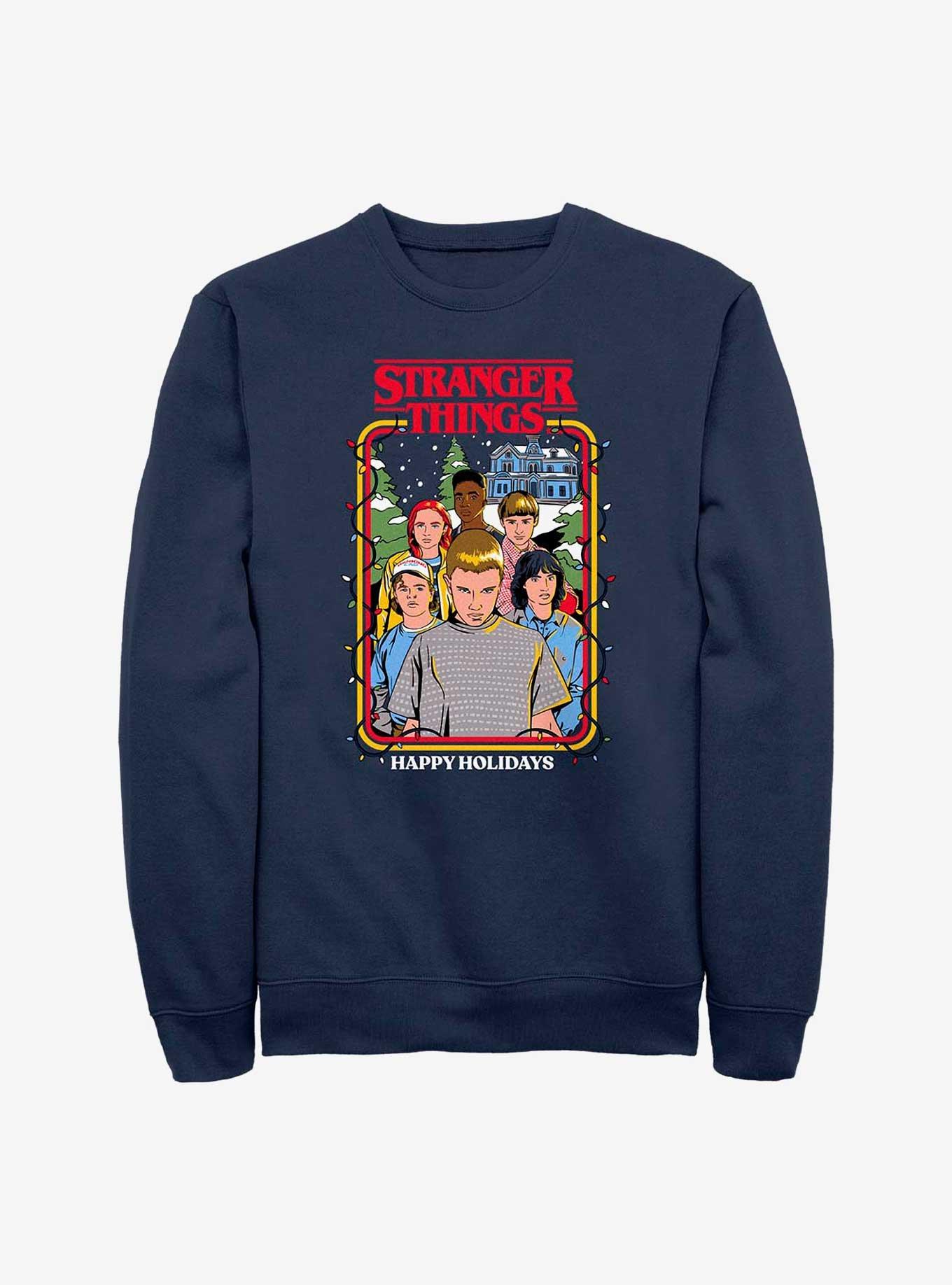 Stranger Things Happy Holidays Stranger Squad Sweatshirt - BLUE | Hot Topic