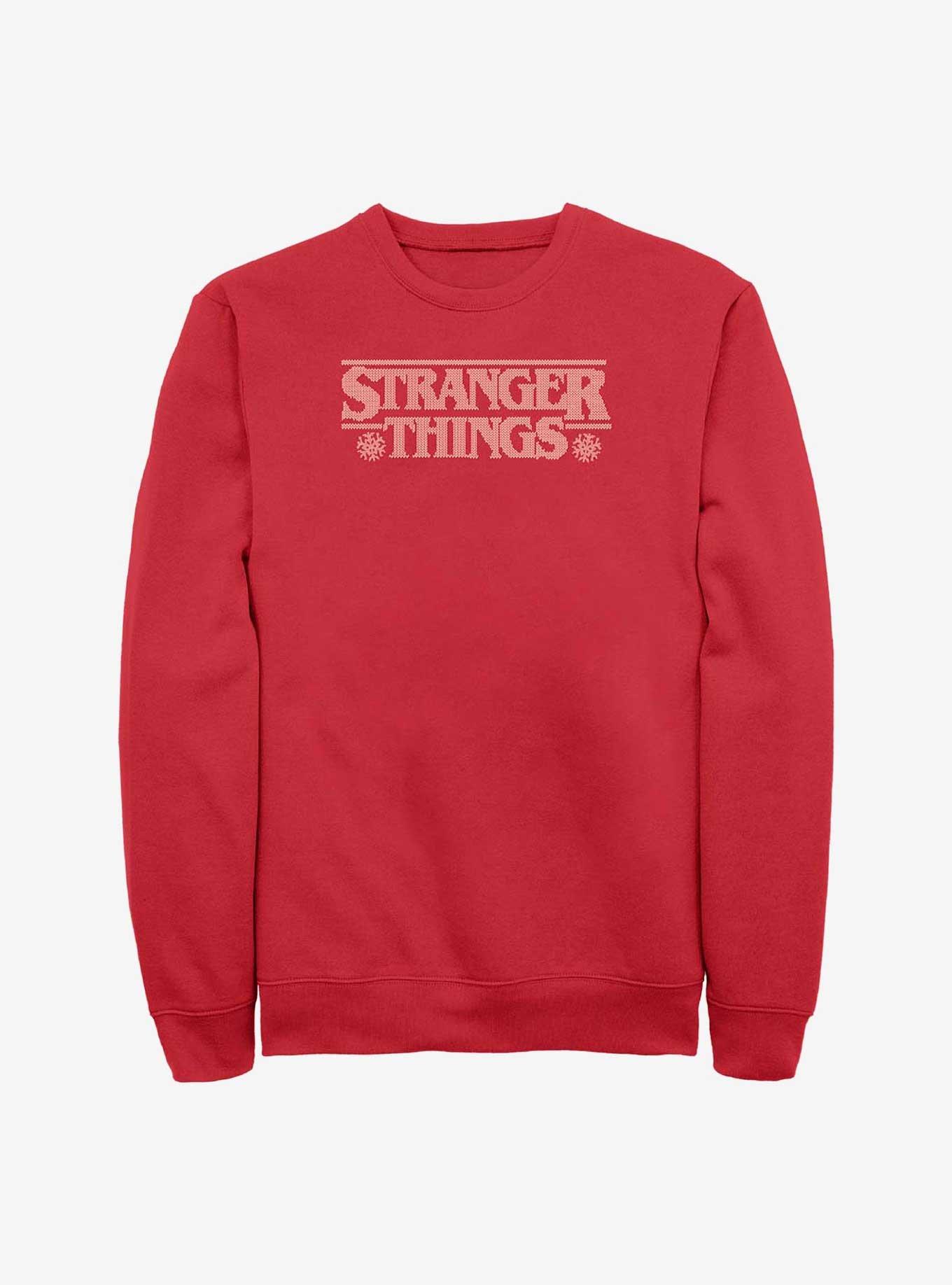 Stranger Things Knitted Logo Sweatshirt, RED, hi-res