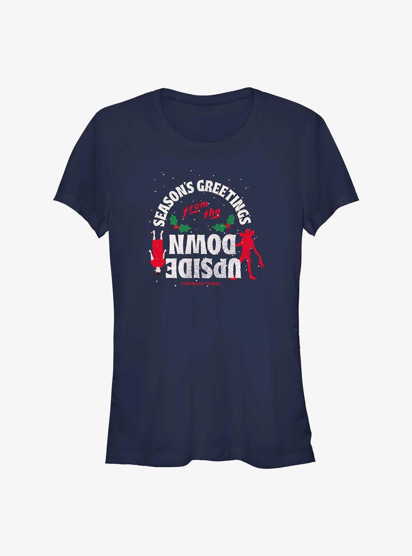 Stranger Things Eleven Season's Greetings Girls T-Shirt, NAVY, hi-res