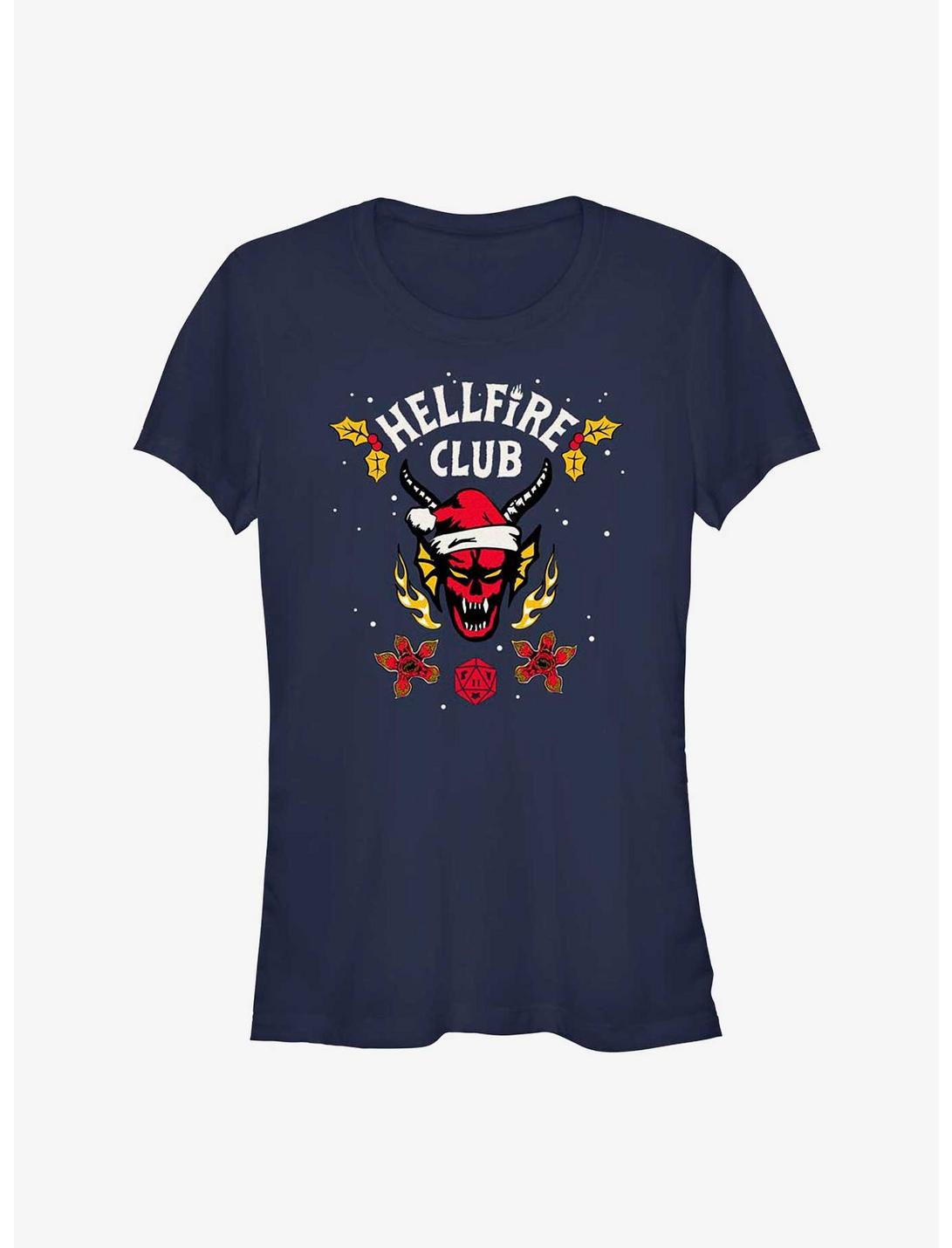 Stranger Things A Hellfire Holiday Girls T-Shirt, NAVY, hi-res