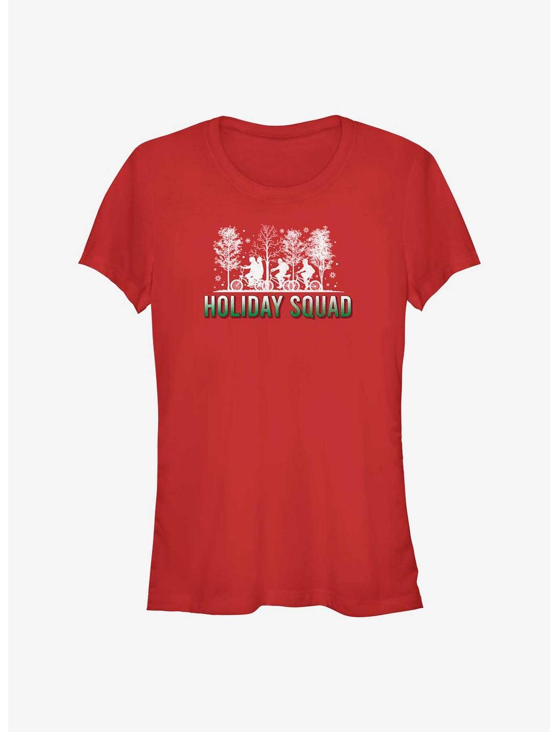 Stranger Things Holiday Squad Bike Ride Girls T-Shirt, RED, hi-res