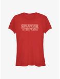 Stranger Things Knitted Logo Girls T-Shirt, RED, hi-res