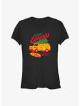 Stranger Things Season's Eatings Surfer Boy Pizza Girls T-Shirt, BLACK, hi-res