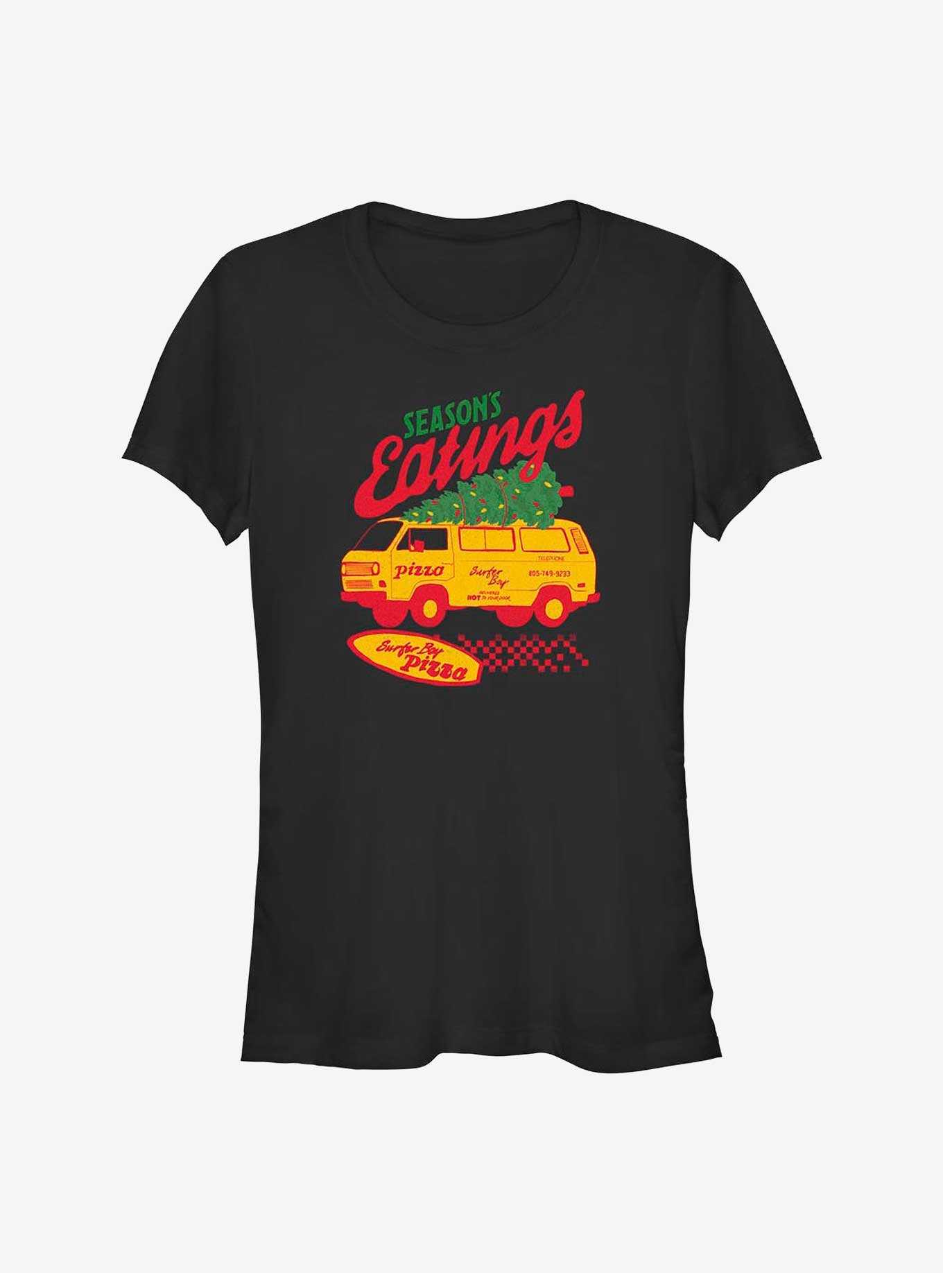 Stranger Things Season's Eatings Surfer Boy Pizza Girls T-Shirt, , hi-res