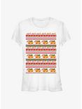 Stranger Things Surfer Boy Pizza Pattern Girls T-Shirt, WHITE, hi-res