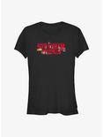 Stranger Things Christmas Scene Logo Girls T-Shirt, BLACK, hi-res