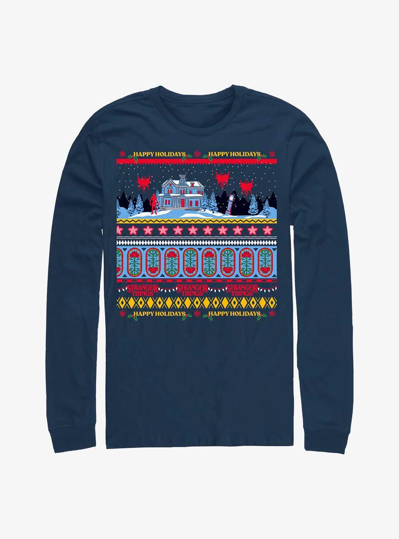 Stranger Things Creel House Long-Sleeve T-Shirt, NAVY, hi-res