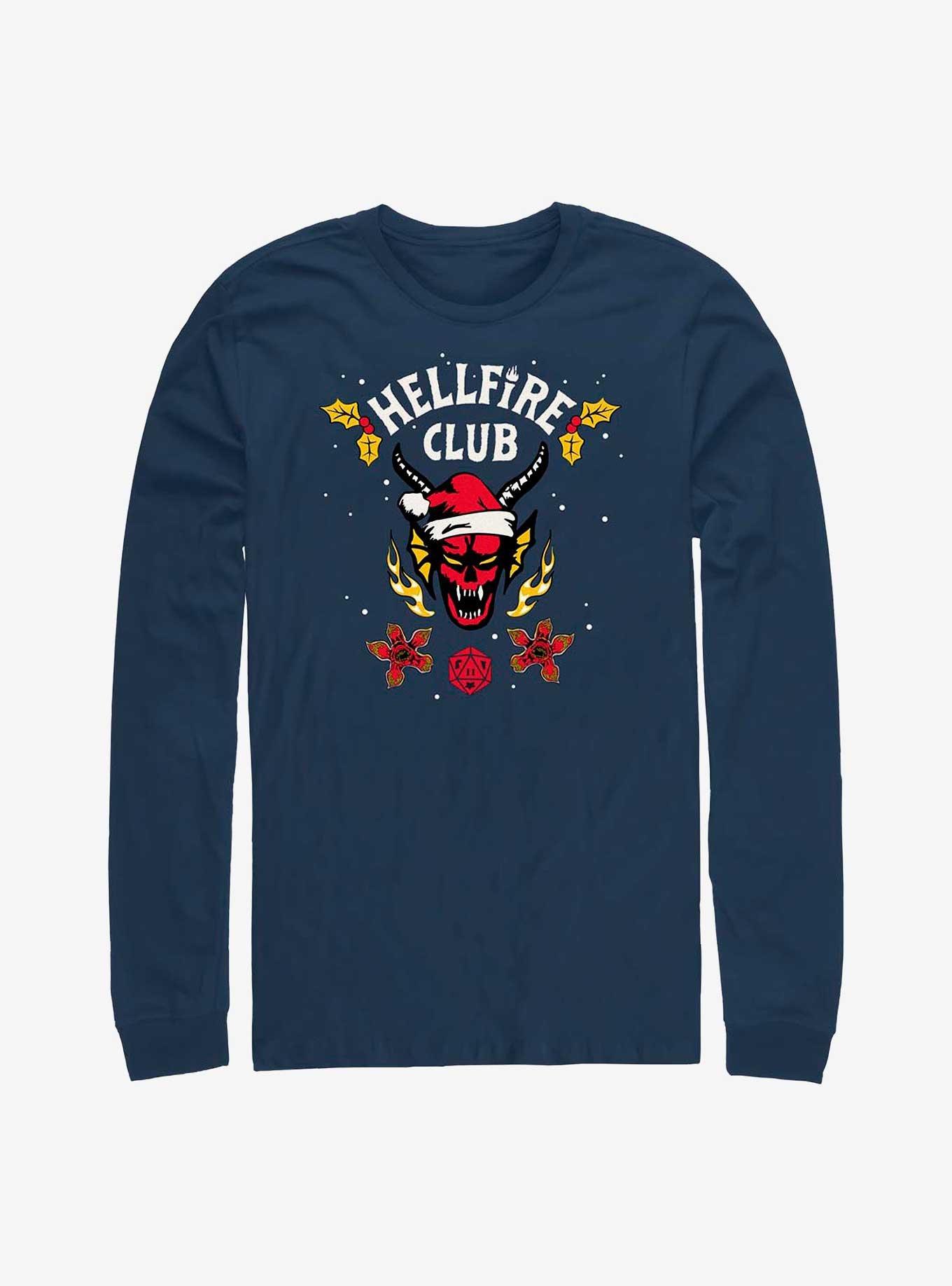 Stranger Things A Hellfire Holiday Long-Sleeve T-Shirt, NAVY, hi-res