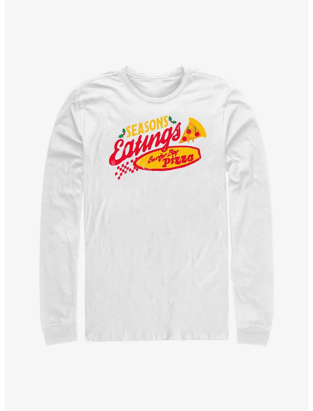 Stranger Things Season's Eatings Surfer Boy Pizza Long-Sleeve T-Shirt, WHITE, hi-res