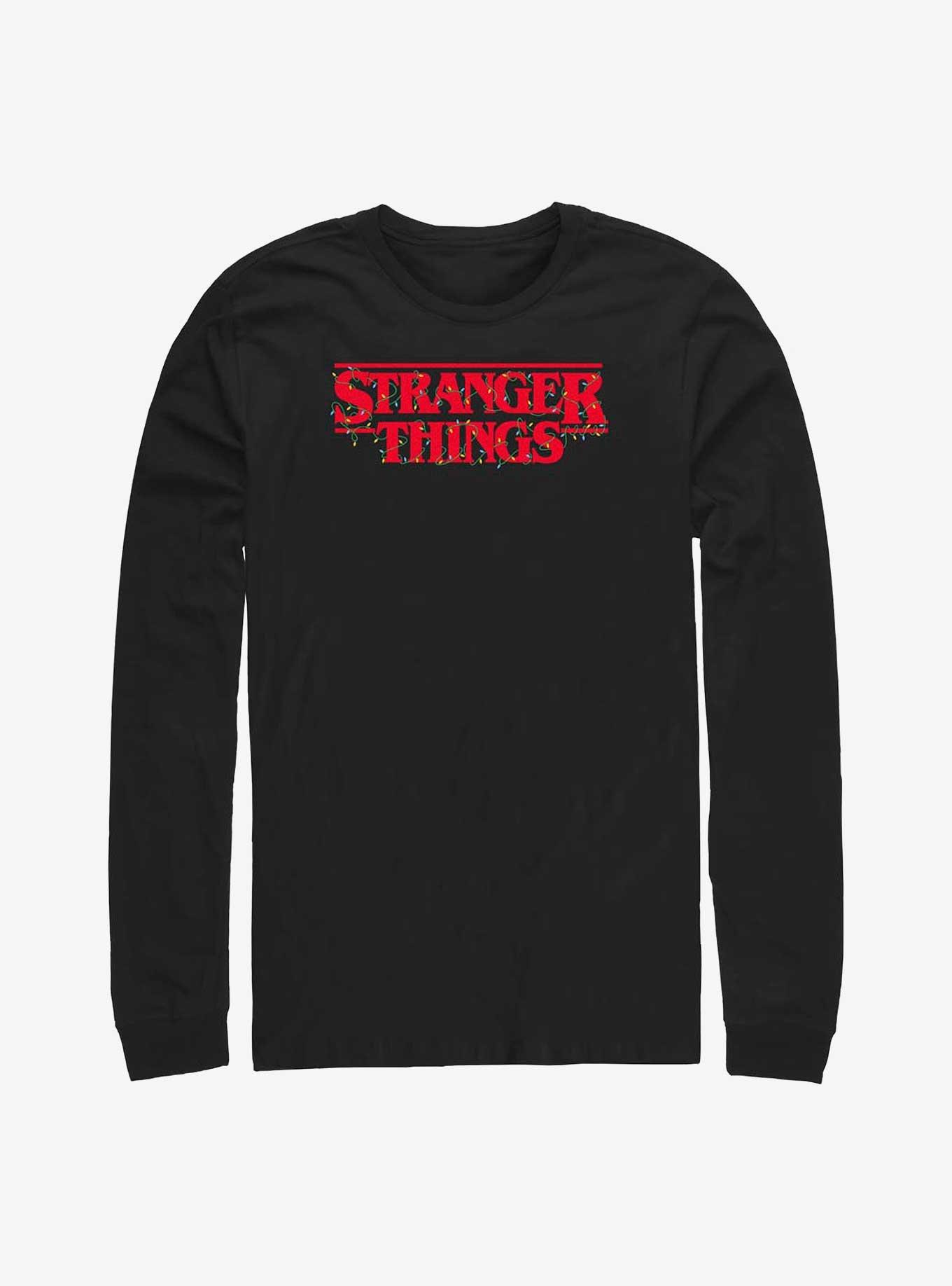 Stranger Things Christmas Lights Logo Long-Sleeve T-Shirt, BLACK, hi-res