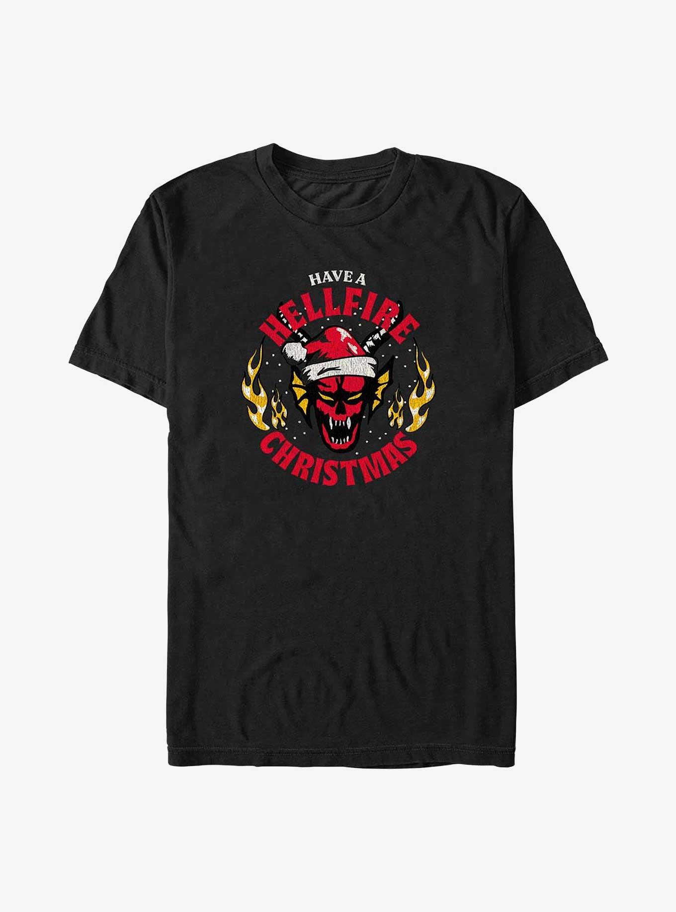 Stranger Things Have A Hellfire Christmas T-Shirt, BLACK, hi-res