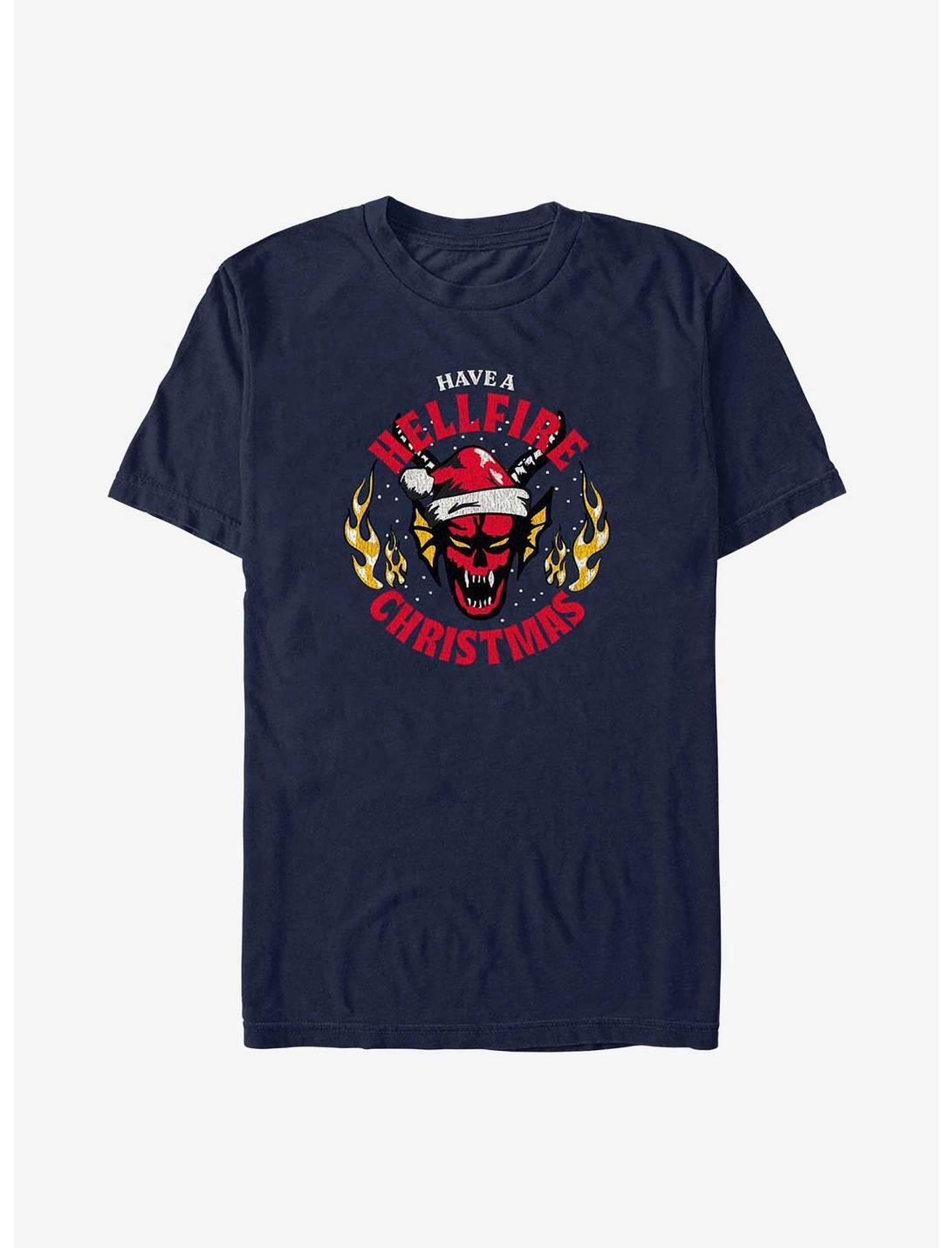 Stranger Things Have A Hellfire Christmas T-Shirt, NAVY, hi-res