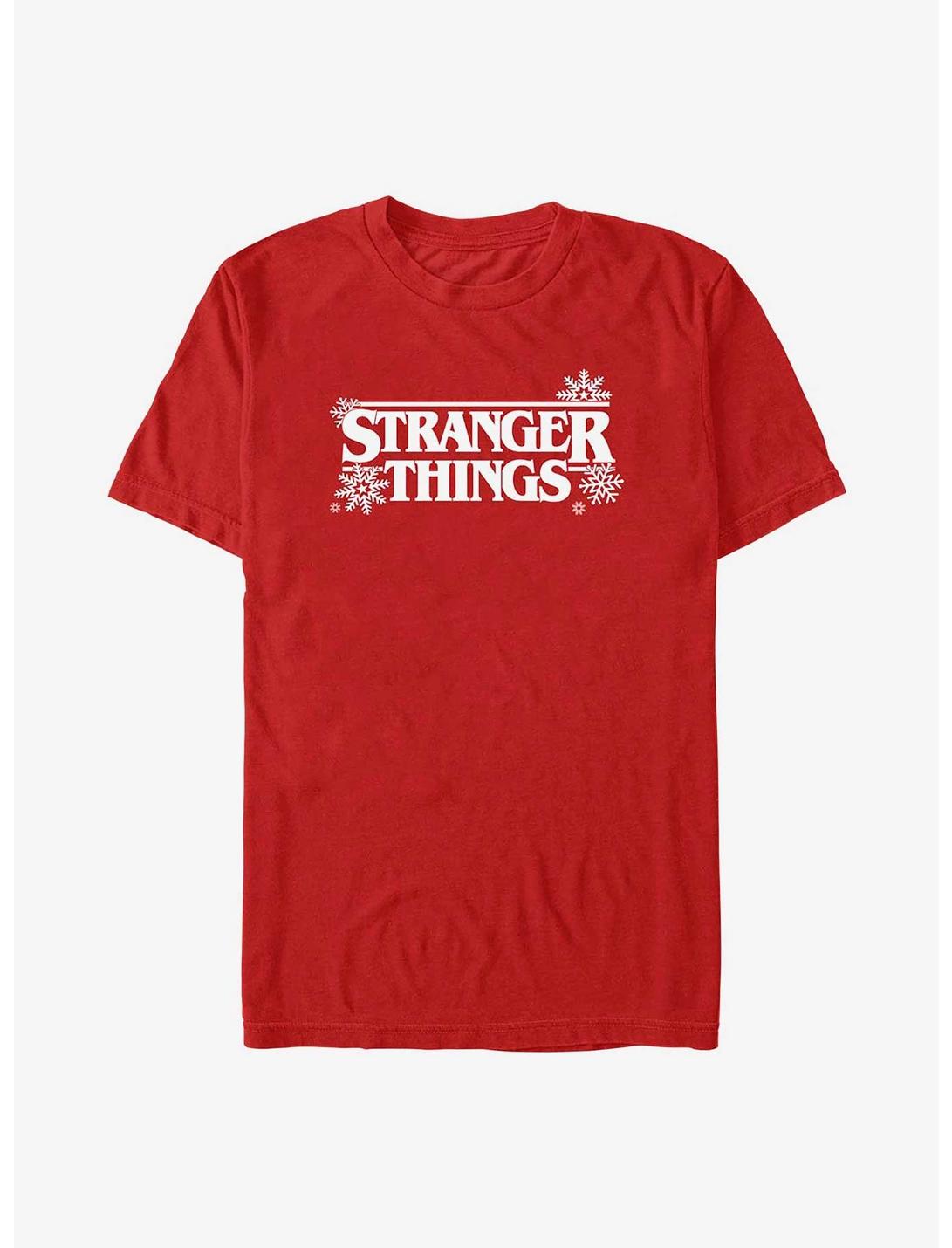 Stranger Things Snowflake Logo T-Shirt, RED, hi-res