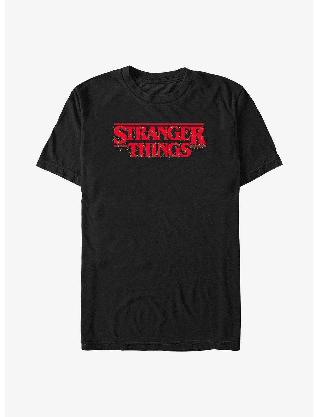 Stranger Things Christmas Lights Logo T-Shirt, BLACK, hi-res