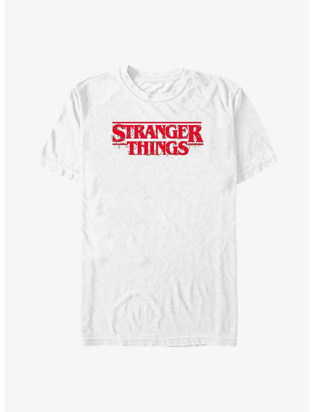 Stranger Things Christmas Lights Logo T-Shirt, WHITE, hi-res