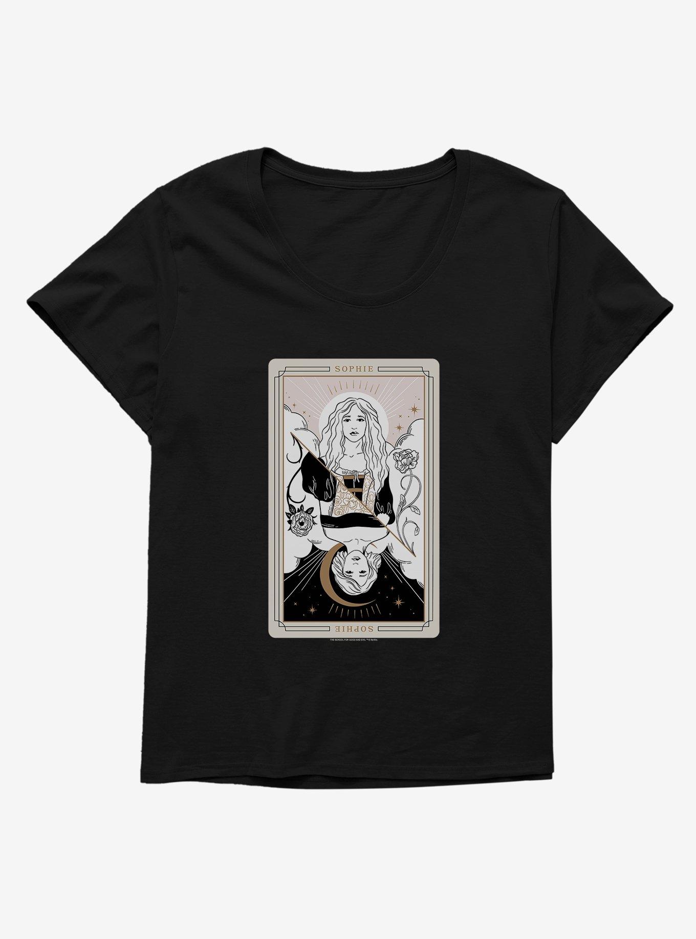 The School For Good And Evil Sophie Tarot Card Girls T-Shirt Plus Size, BLACK, hi-res