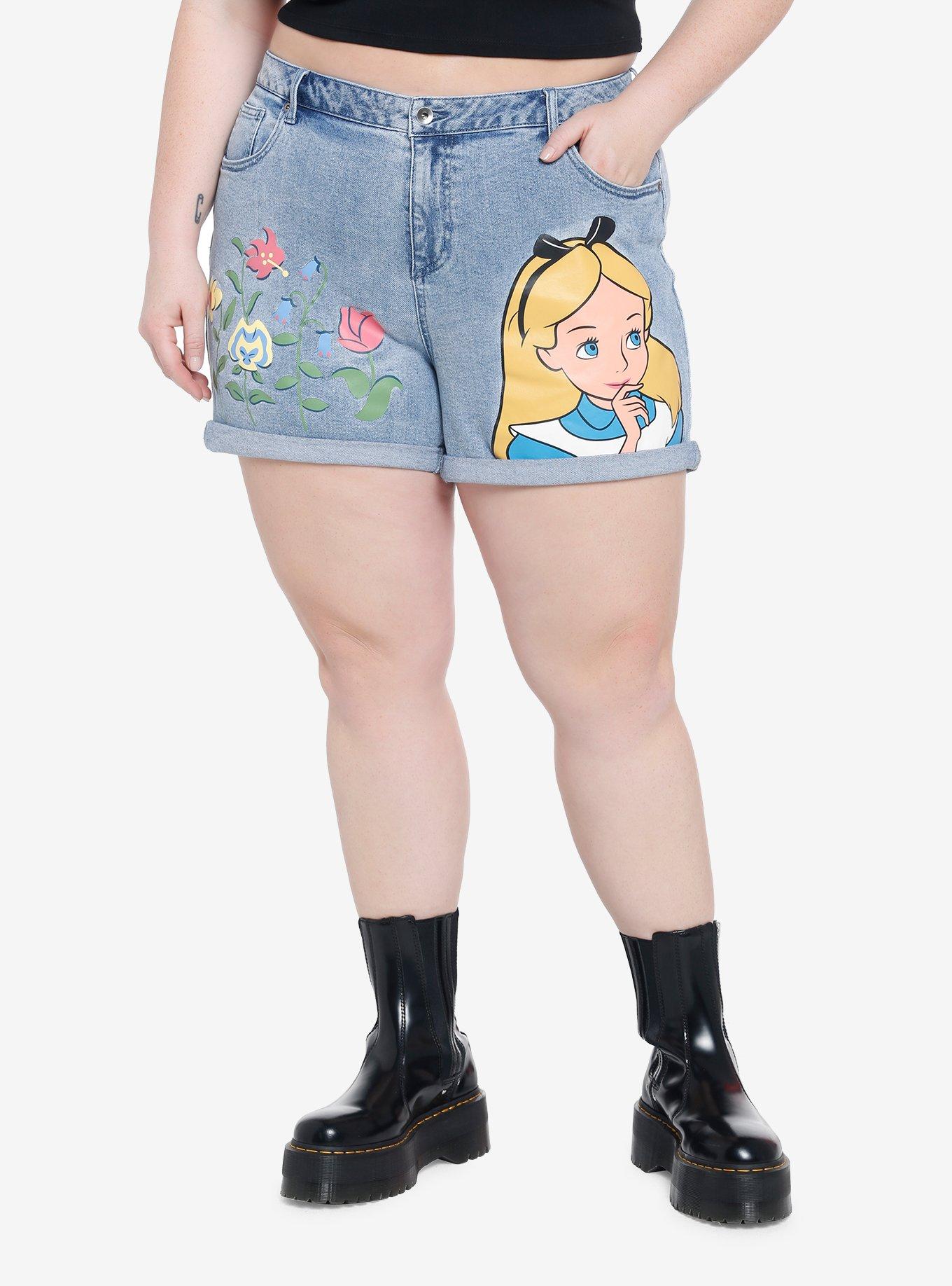 Disney Alice In Wonderland Flowers Mom Shorts Plus Size, , hi-res