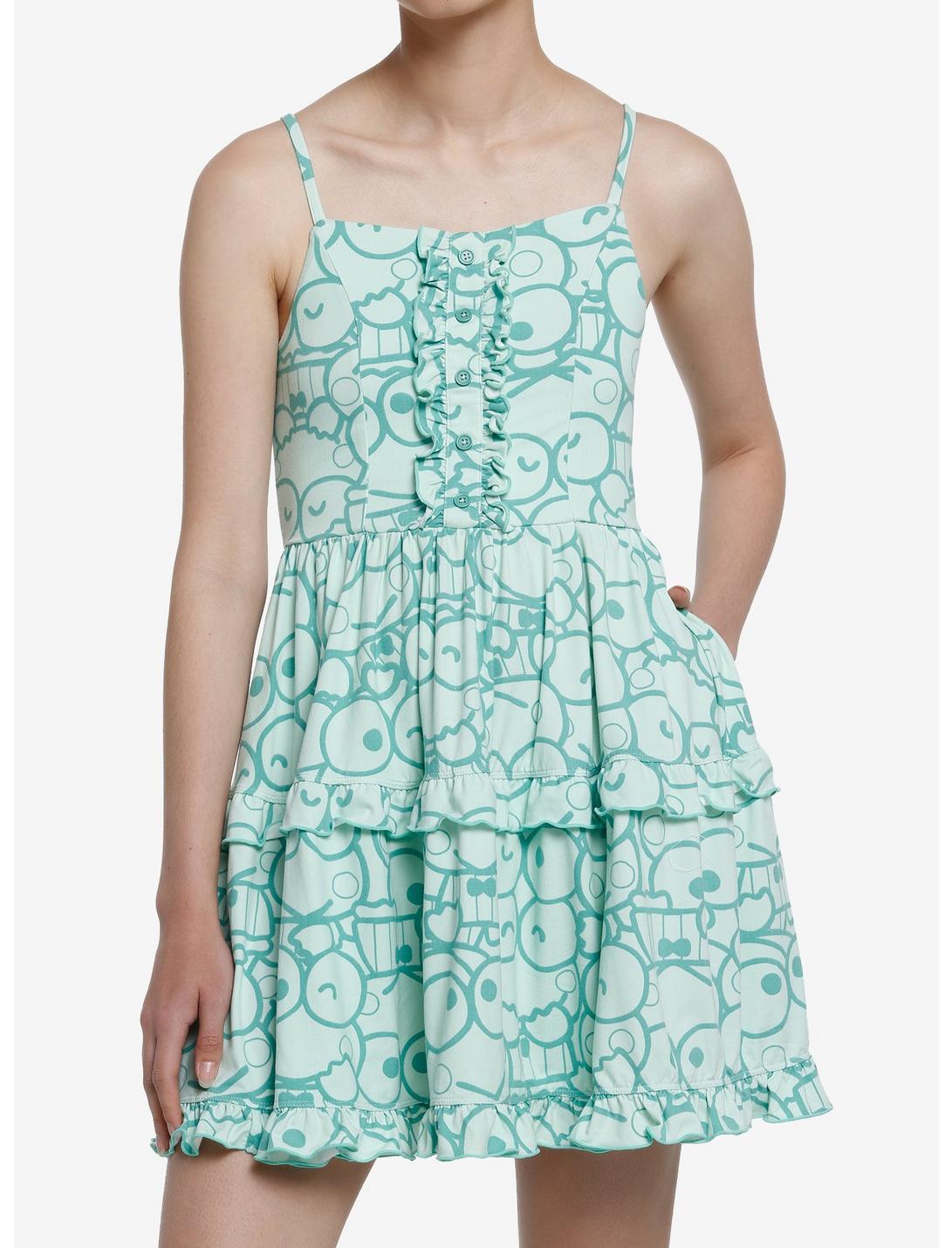 Keroppi Collage Ruffle Cami Dress, LIGHT GREEN, hi-res
