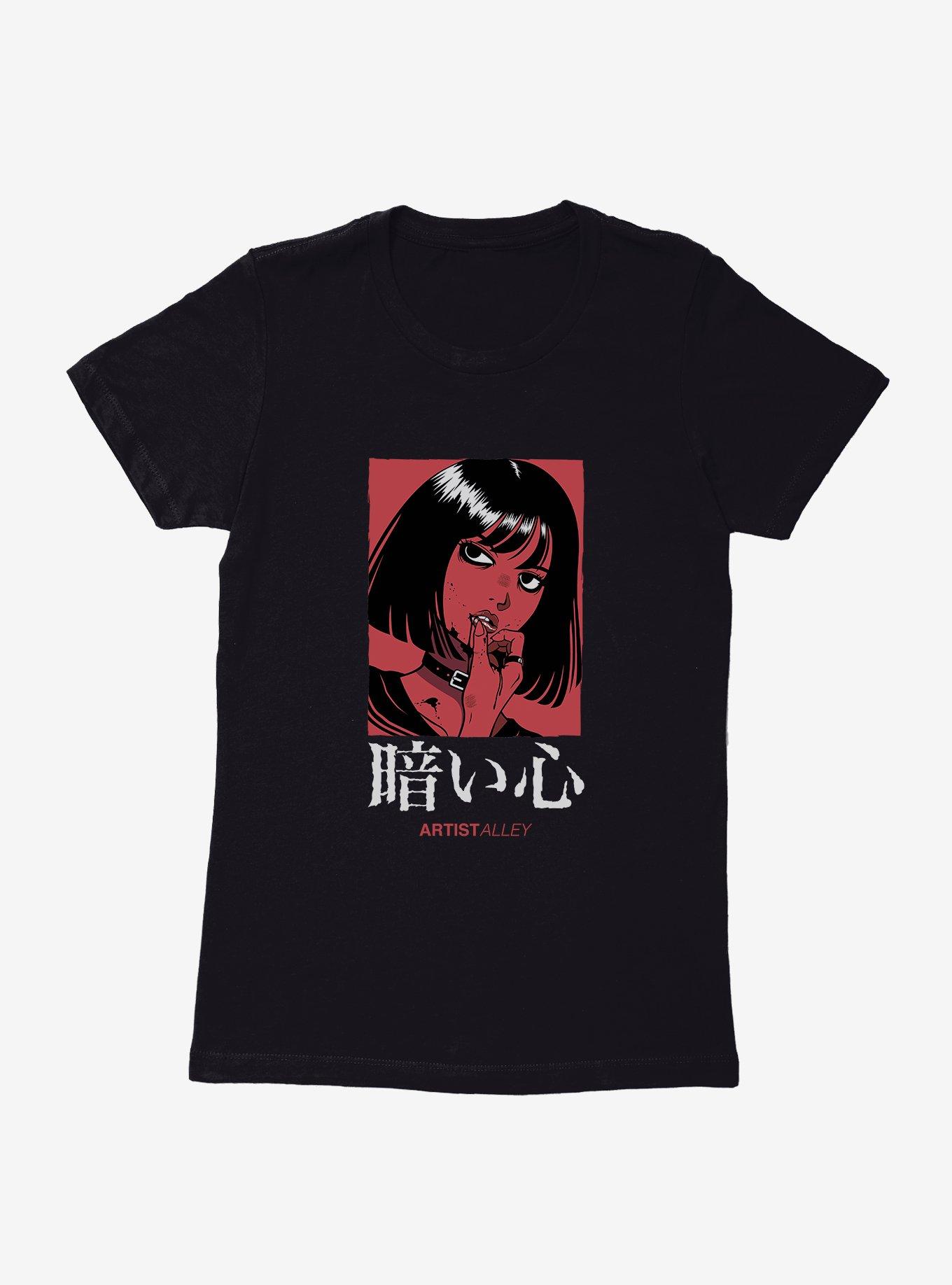 Artist Alley Anime Girl Dark Heart Womens T-Shirt, , hi-res