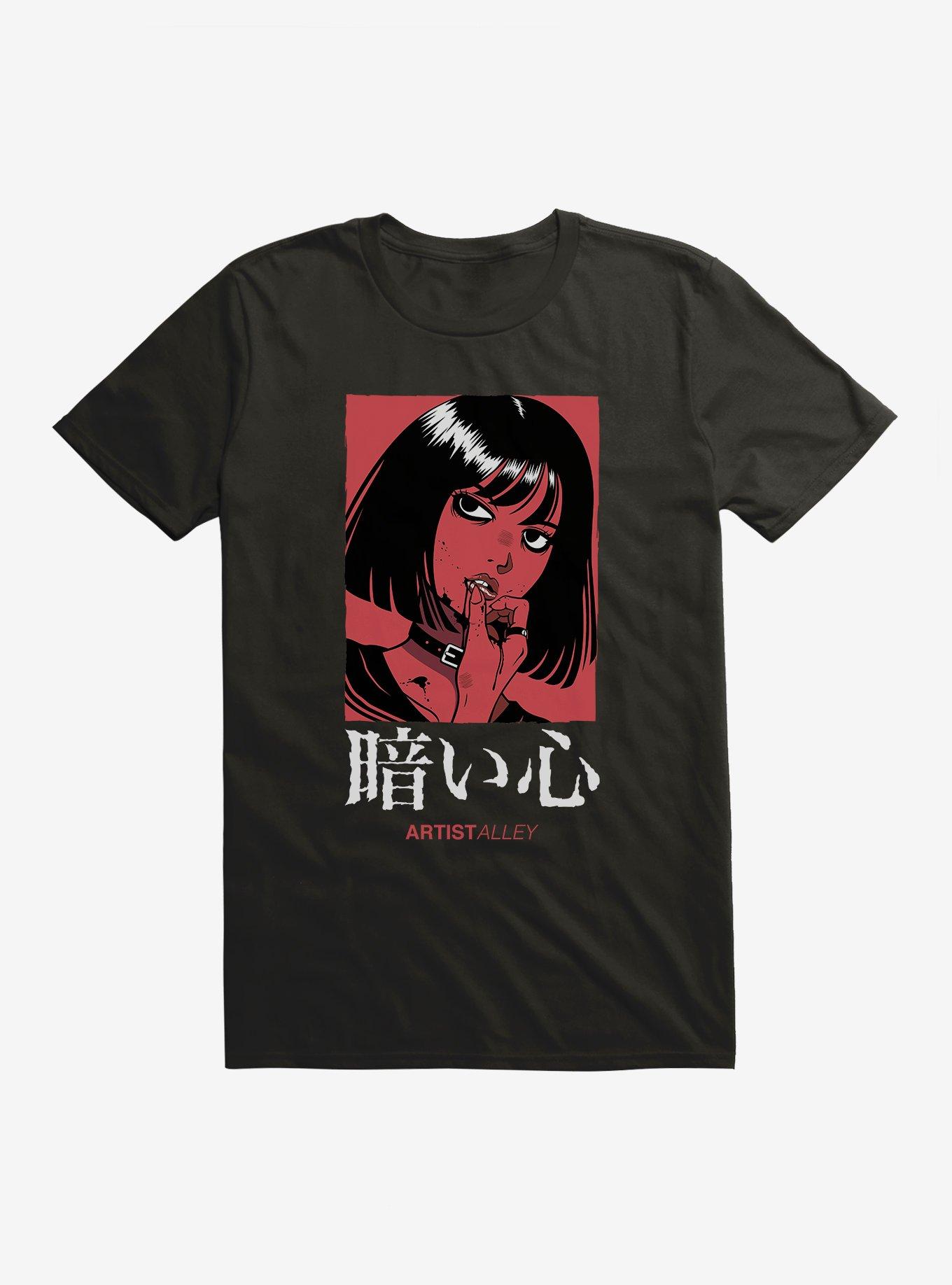 Artist Alley Anime Girl Dark Heart T-Shirt, , hi-res