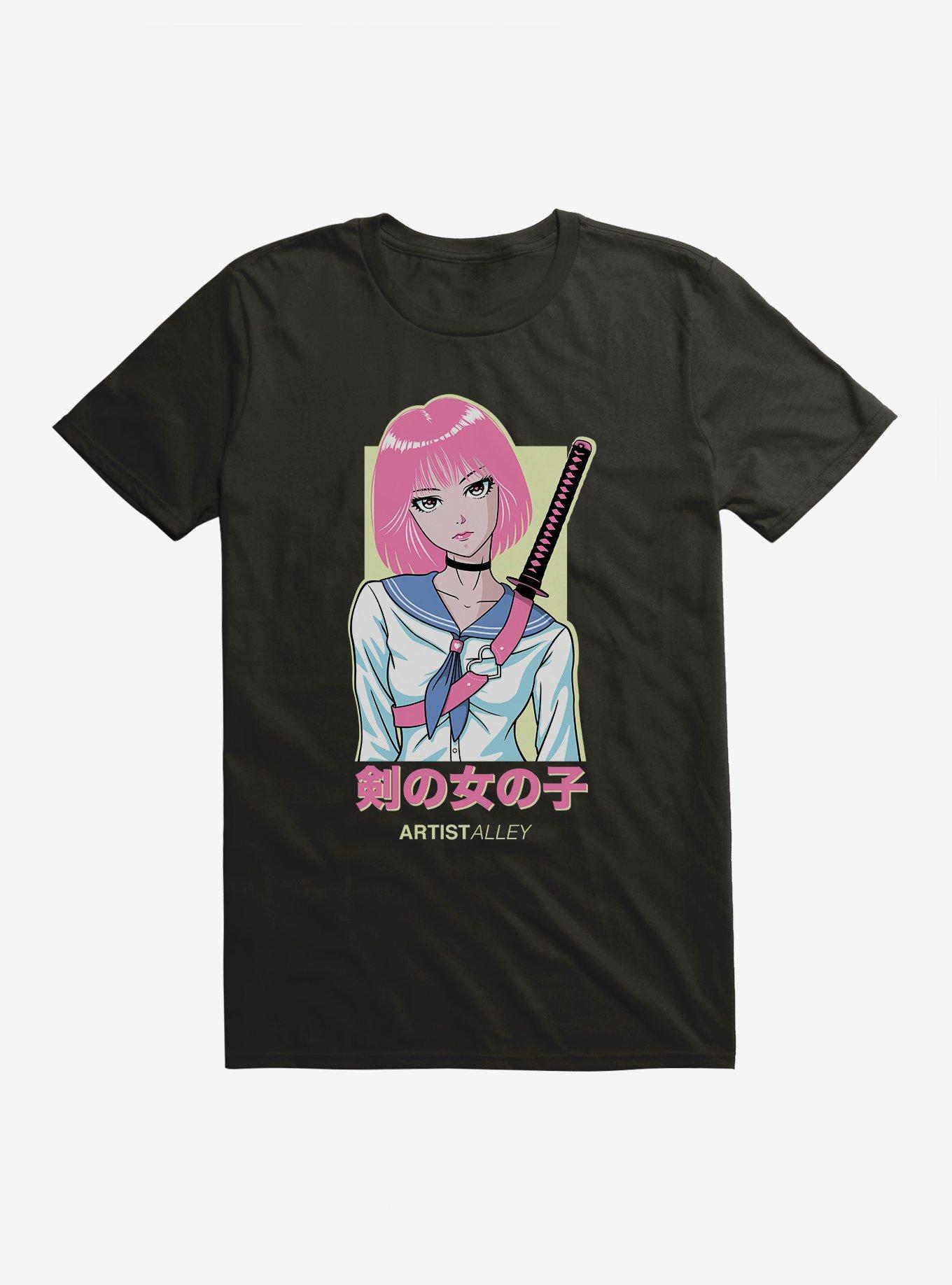 Artist Alley Anime Girl Sword T-Shirt, , hi-res