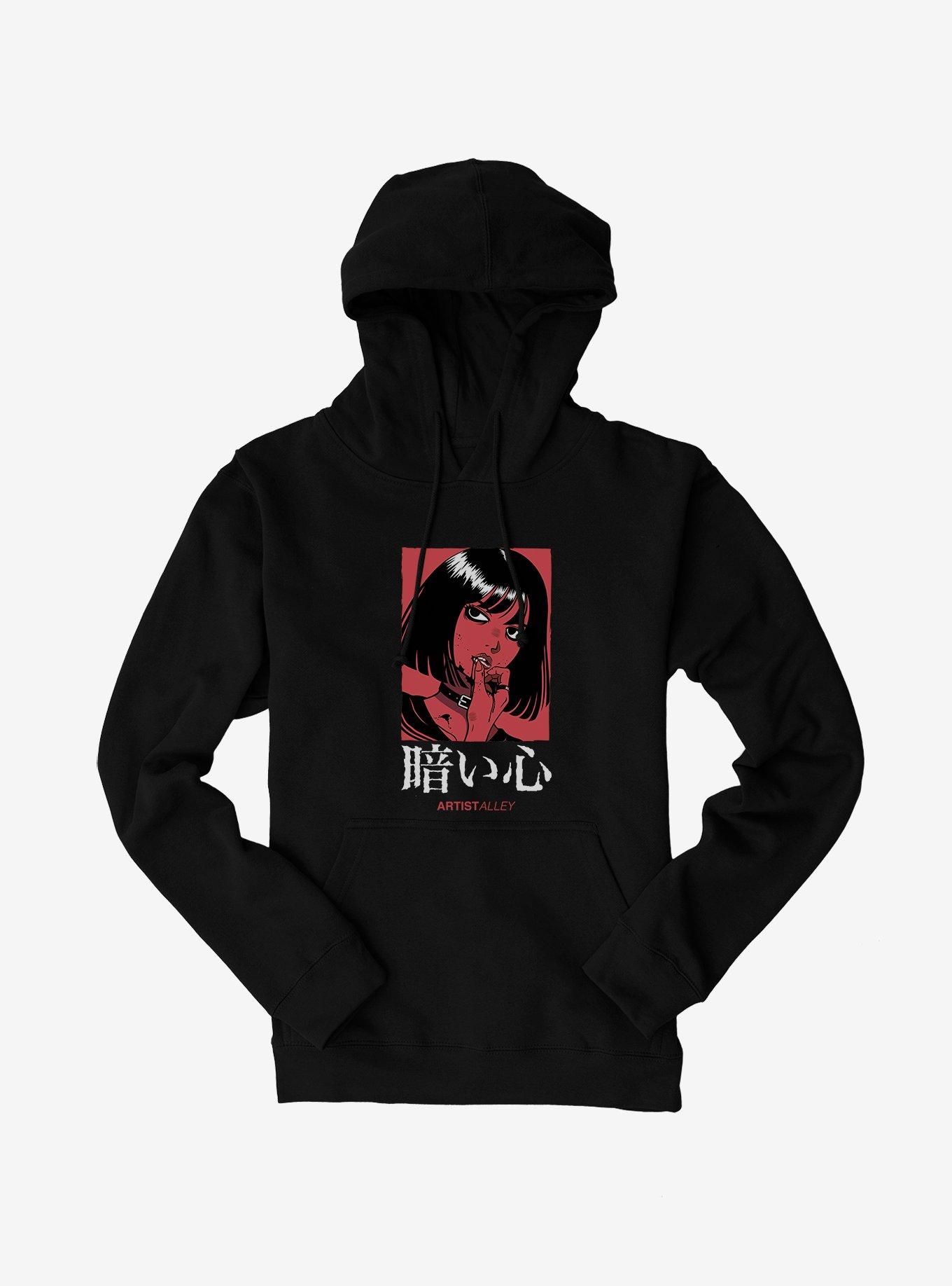 Artist Alley Anime Girl Dark Heart Hoodie, , hi-res