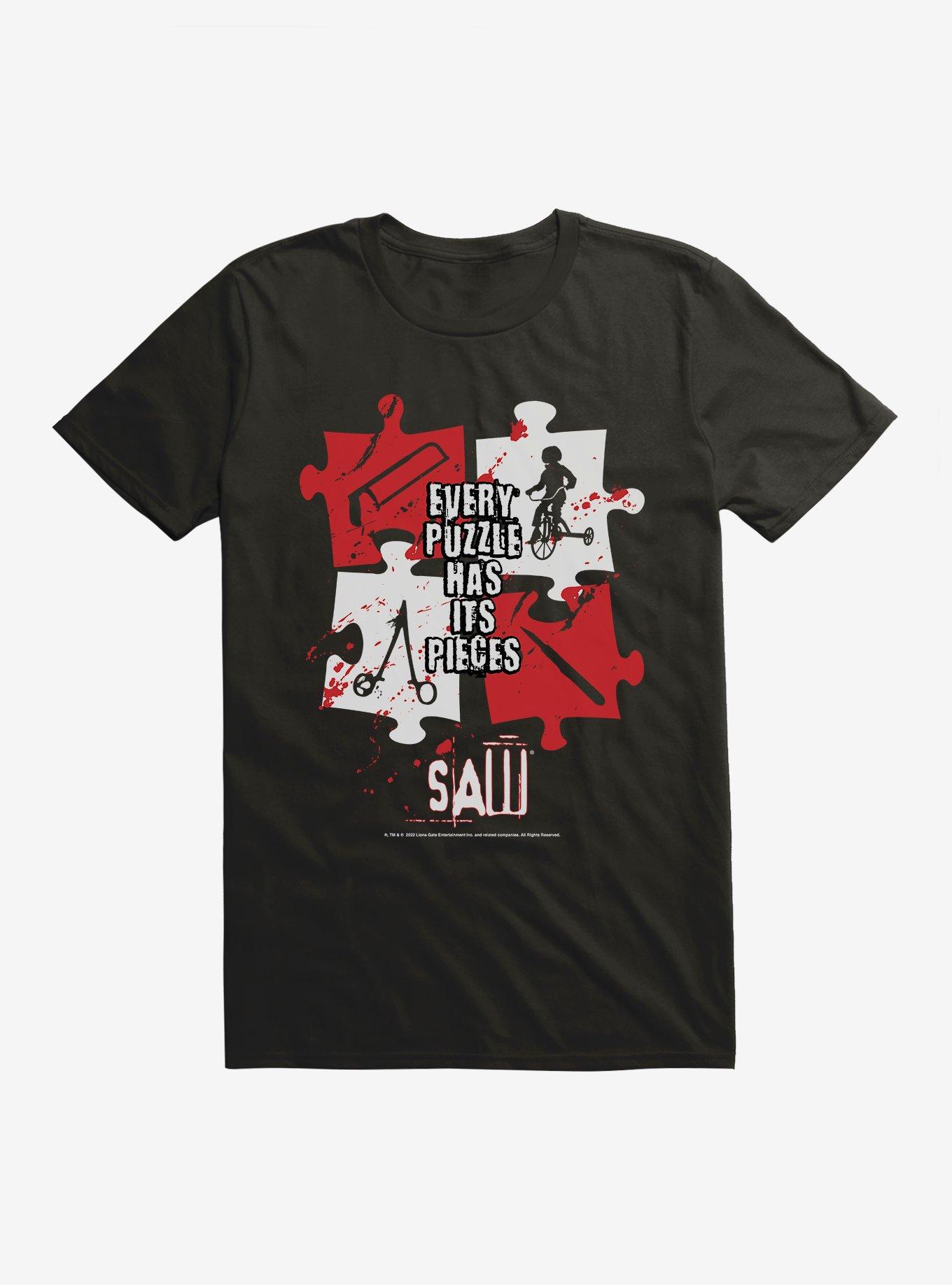 Saw Puzzle Pieces T-Shirt, BLACK, hi-res