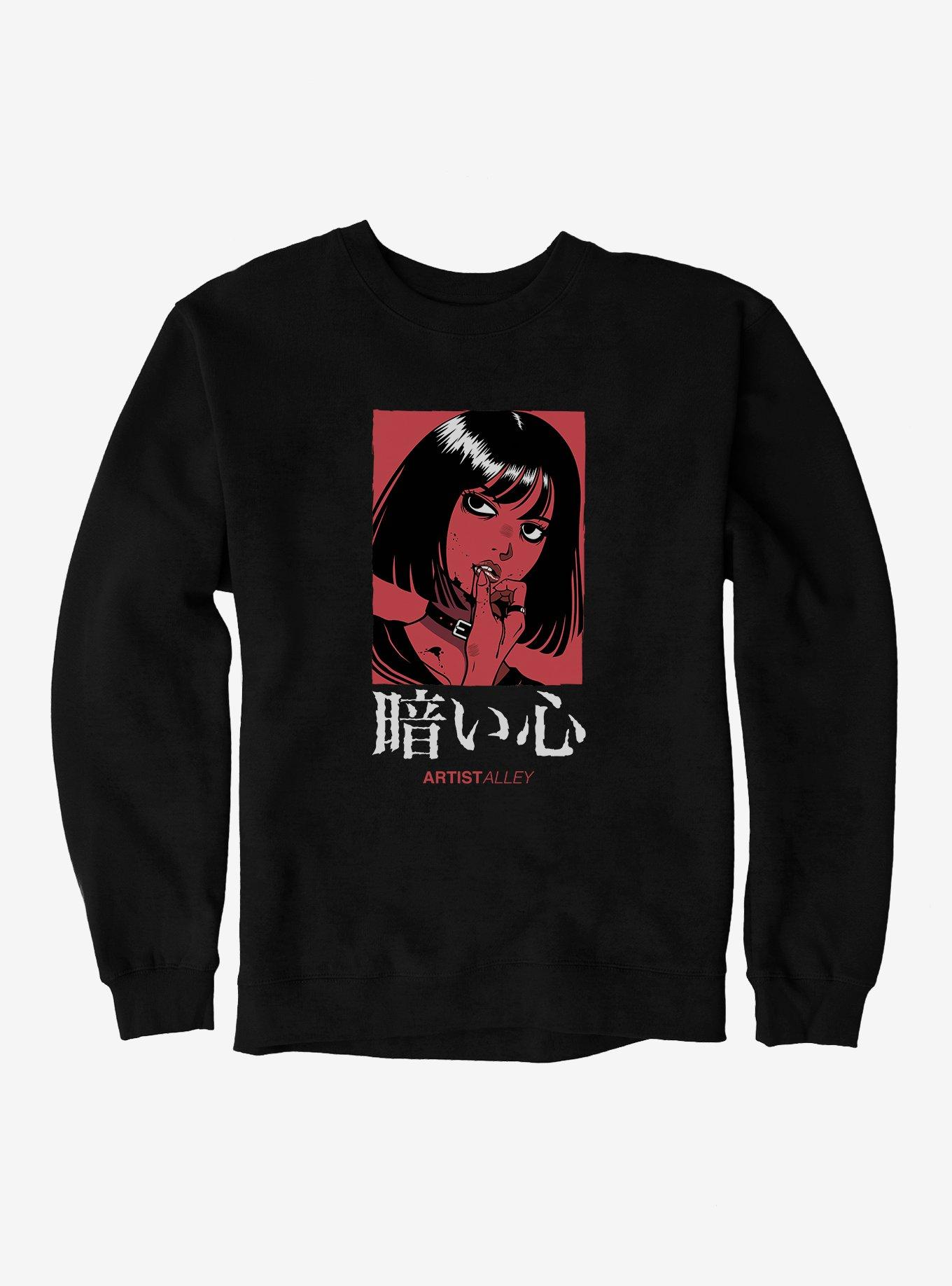Artist Alley Anime Girl Dark Heart Sweatshirt, , hi-res