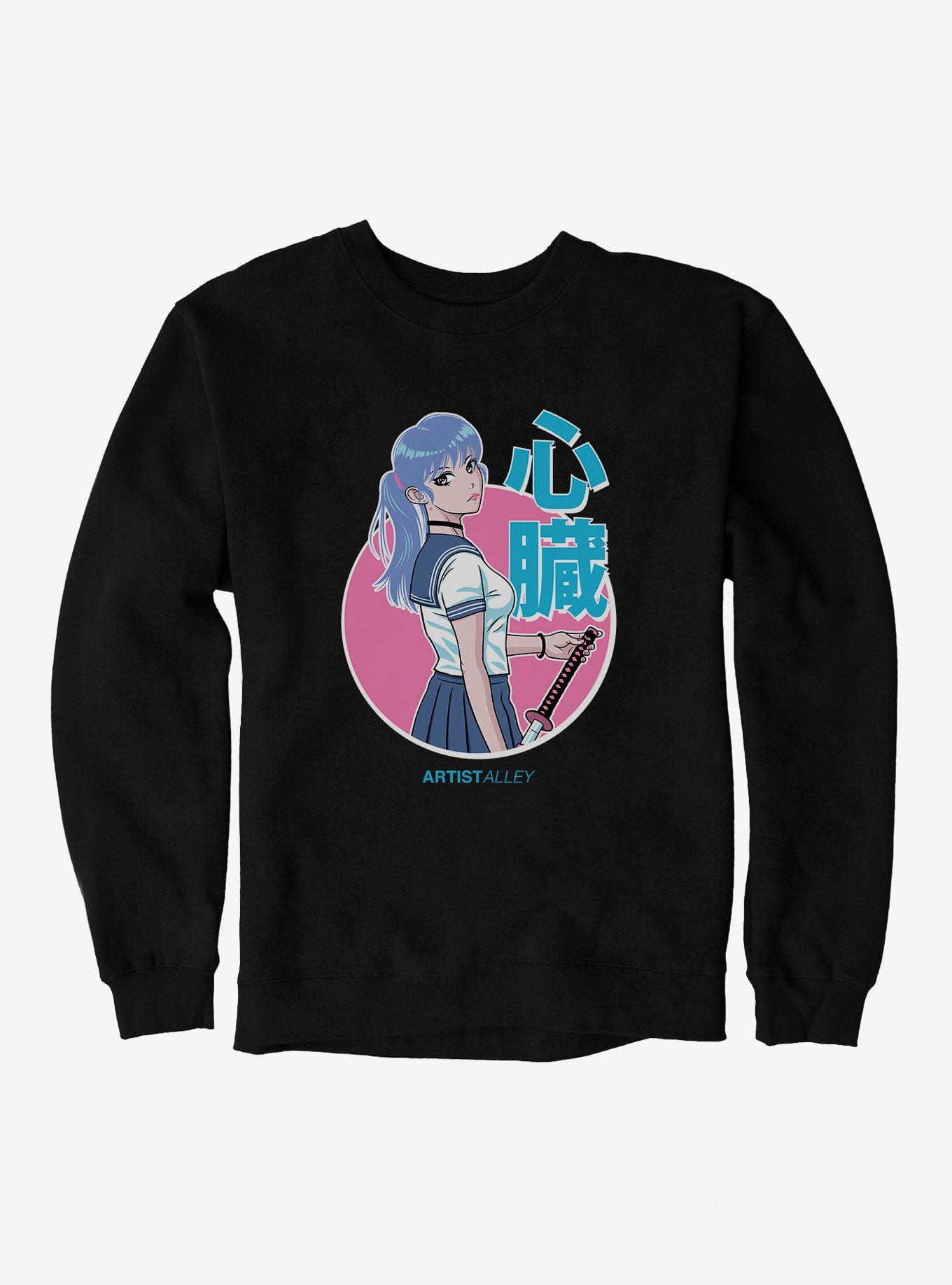 Artist Alley Anime Girl Heart Sweatshirt, , hi-res