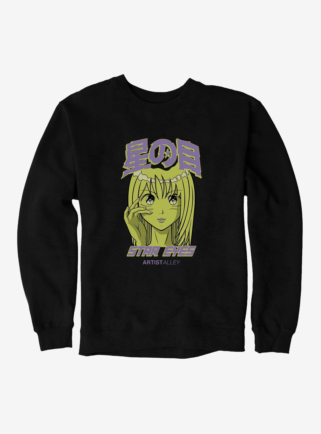 Artist Alley Anime Girl Star Eyes Sweatshirt, , hi-res