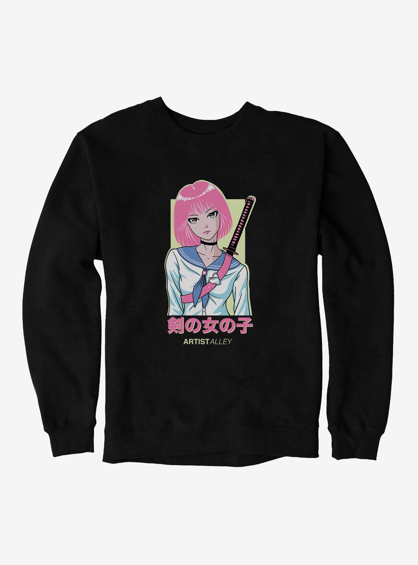 Artist Alley Anime Girl Sword Sweatshirt, , hi-res