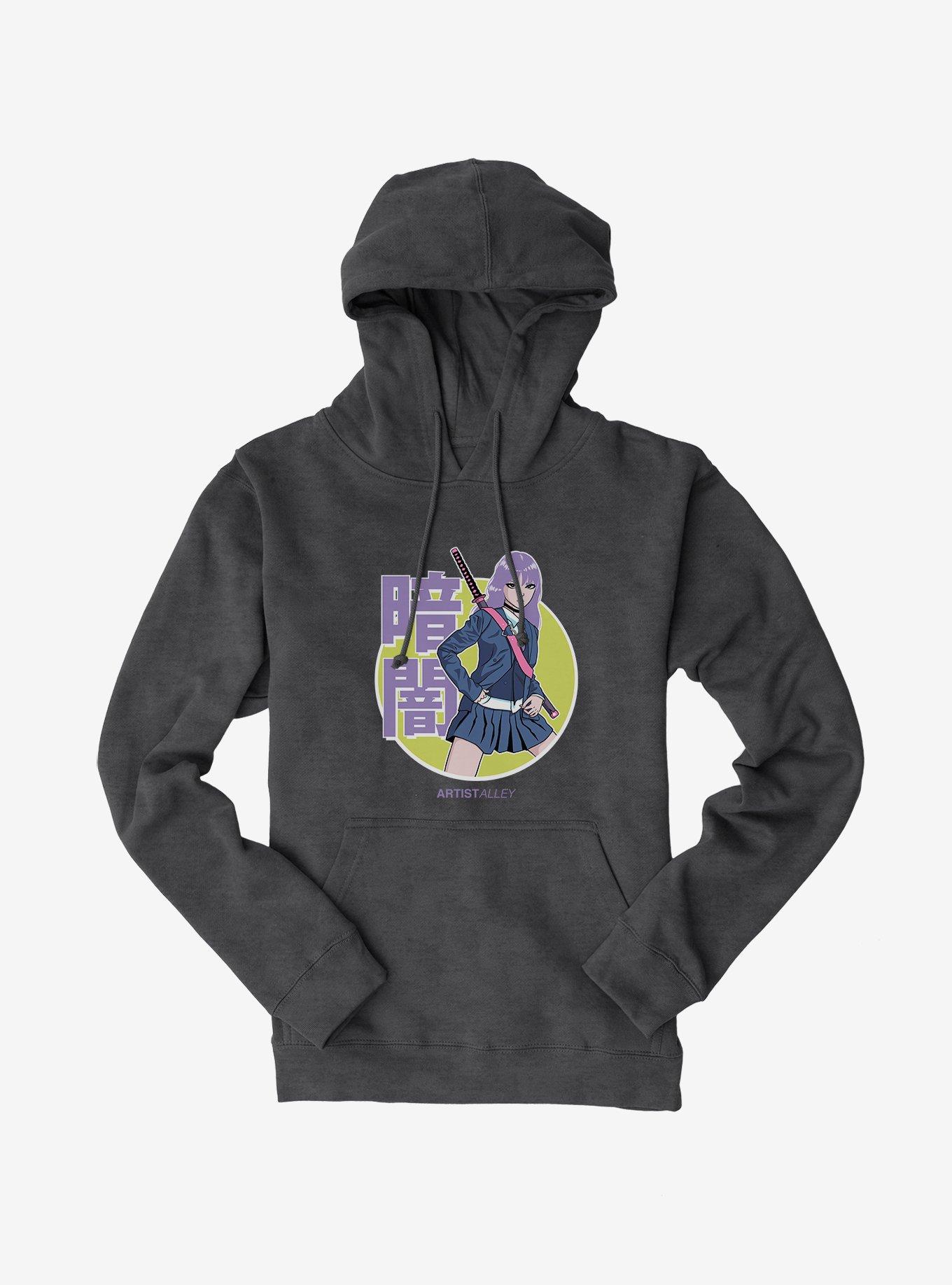 Artist Alley Anime Girl Darkness Hoodie, CHARCOAL, hi-res