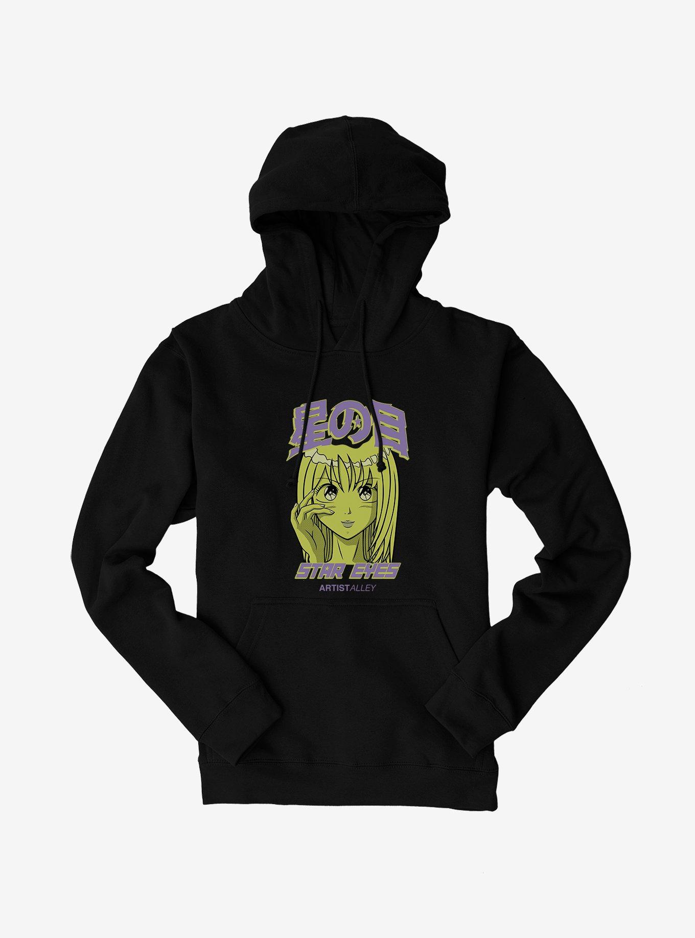 Artist Alley Anime Girl Star Eyes Hoodie, , hi-res