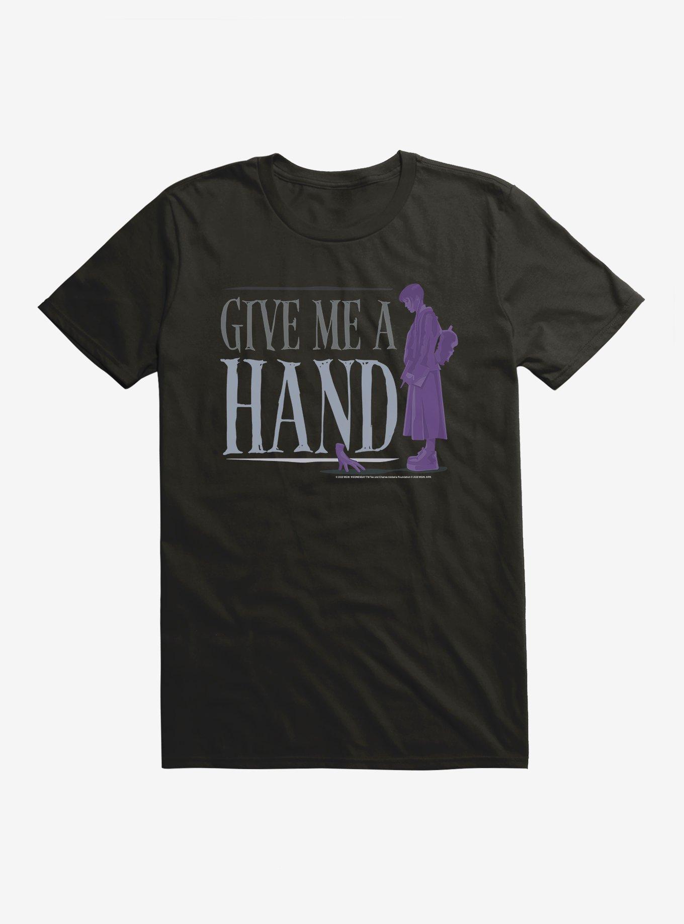 Wednesday Give Me A Hand T-Shirt, BLACK, hi-res