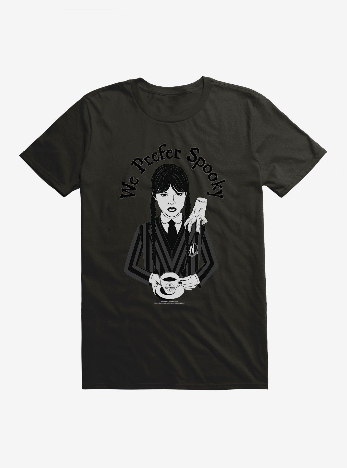 Wednesday We Prefer Spooky T-Shirt, BLACK, hi-res