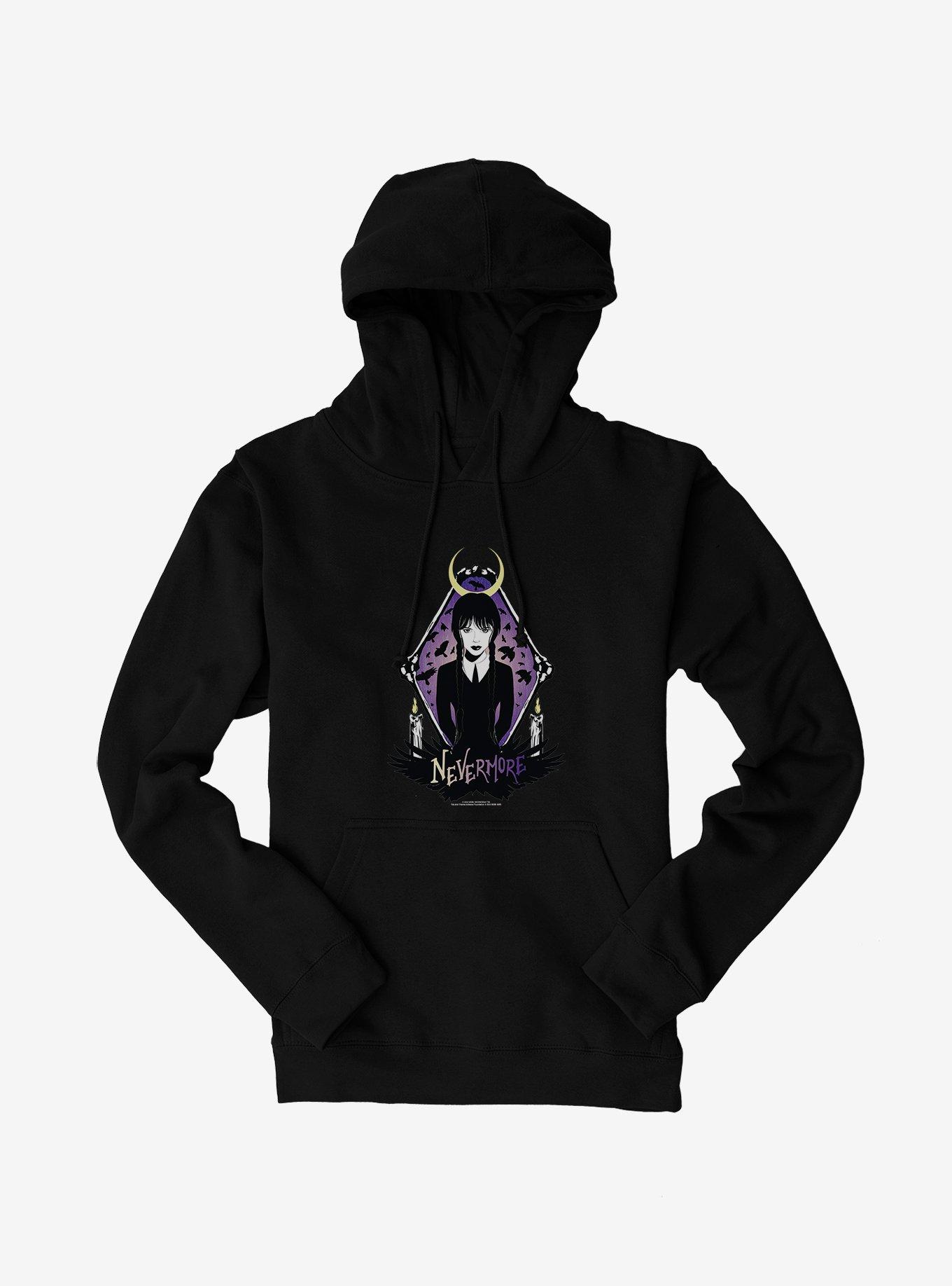 Wednesday Nevermore Hoodie, BLACK, hi-res