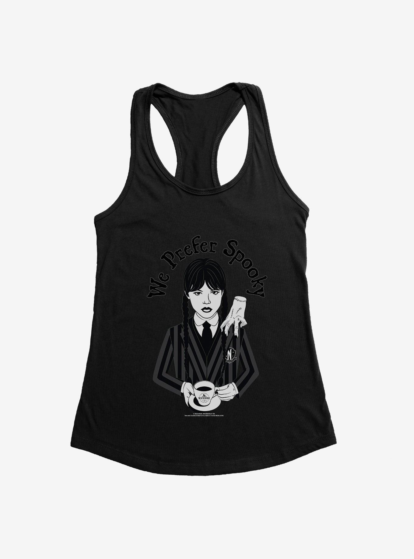 Wednesday We Prefer Spooky Girls Tank, BLACK, hi-res