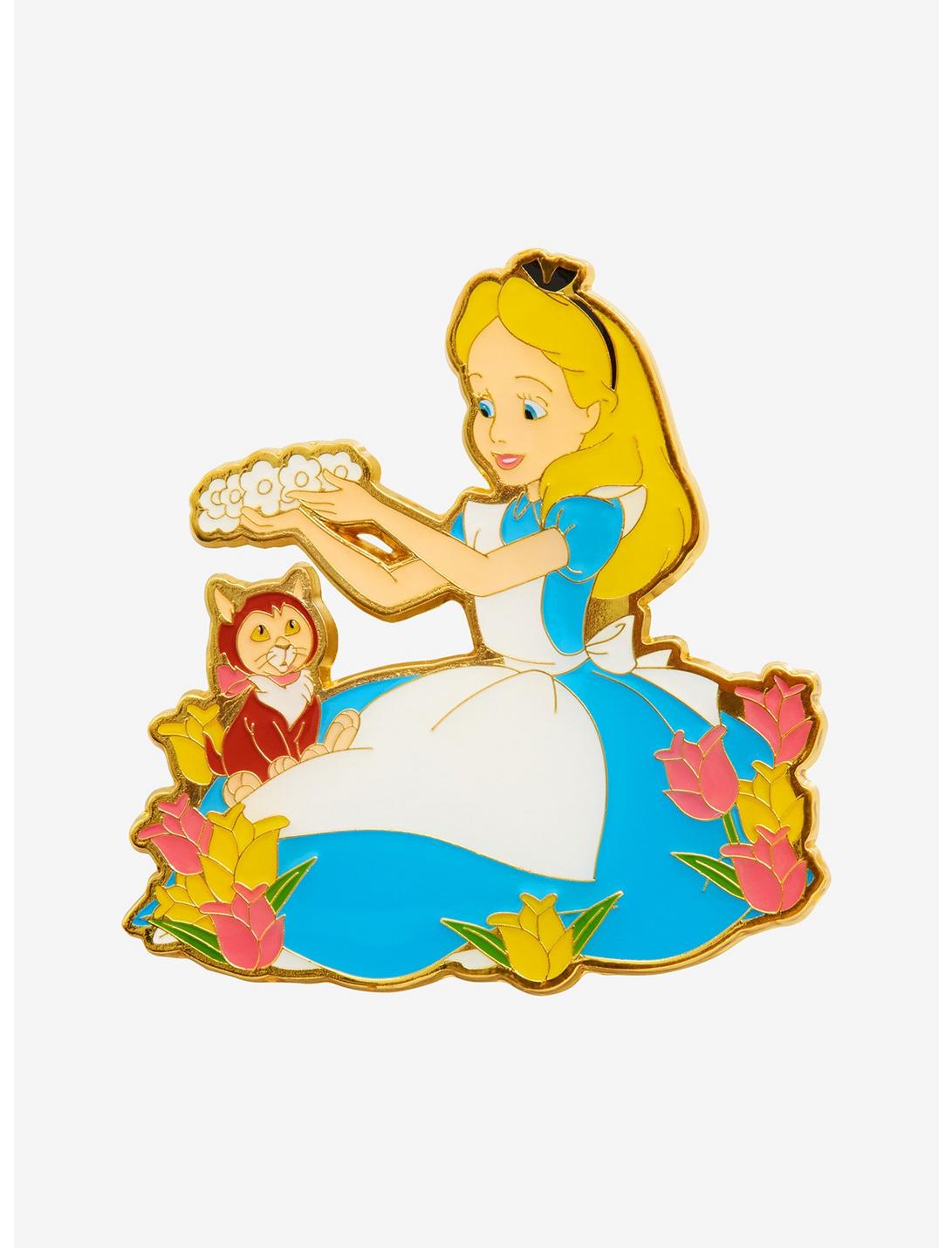 Loungefly Disney Alice in Wonderland Alice & Dinah with Tulips Enamel Pin - BoxLunch Exclusive, , hi-res