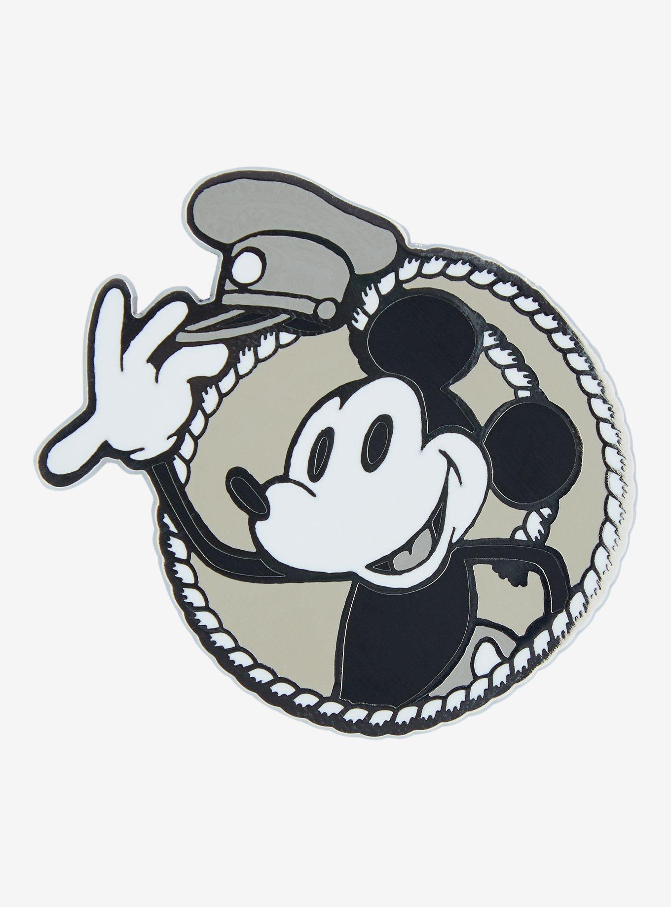 Disney Mickey Mouse Steamboat Willie Circle Portrait Enamel Pin - BoxLunch Exclusive, , hi-res