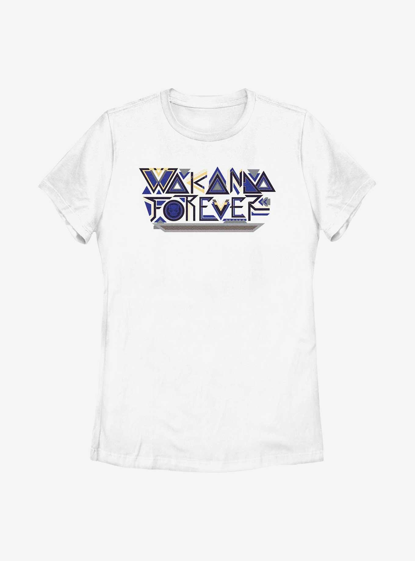 Marvel Black Panther: Wakanda Forever Pattern Logo Womens T-Shirt, WHITE, hi-res