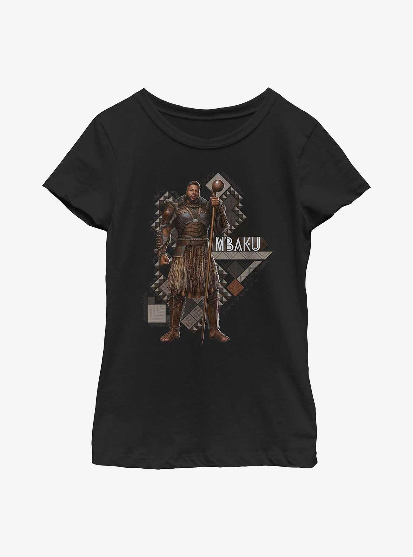 Marvel Black Panther: Wakanda Forever Mbaku Pattern Youth Girls T-Shirt, BLACK, hi-res