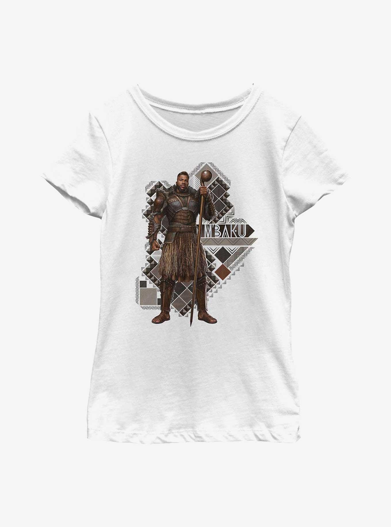Marvel Black Panther: Wakanda Forever Mbaku Pattern Youth Girls T-Shirt, WHITE, hi-res