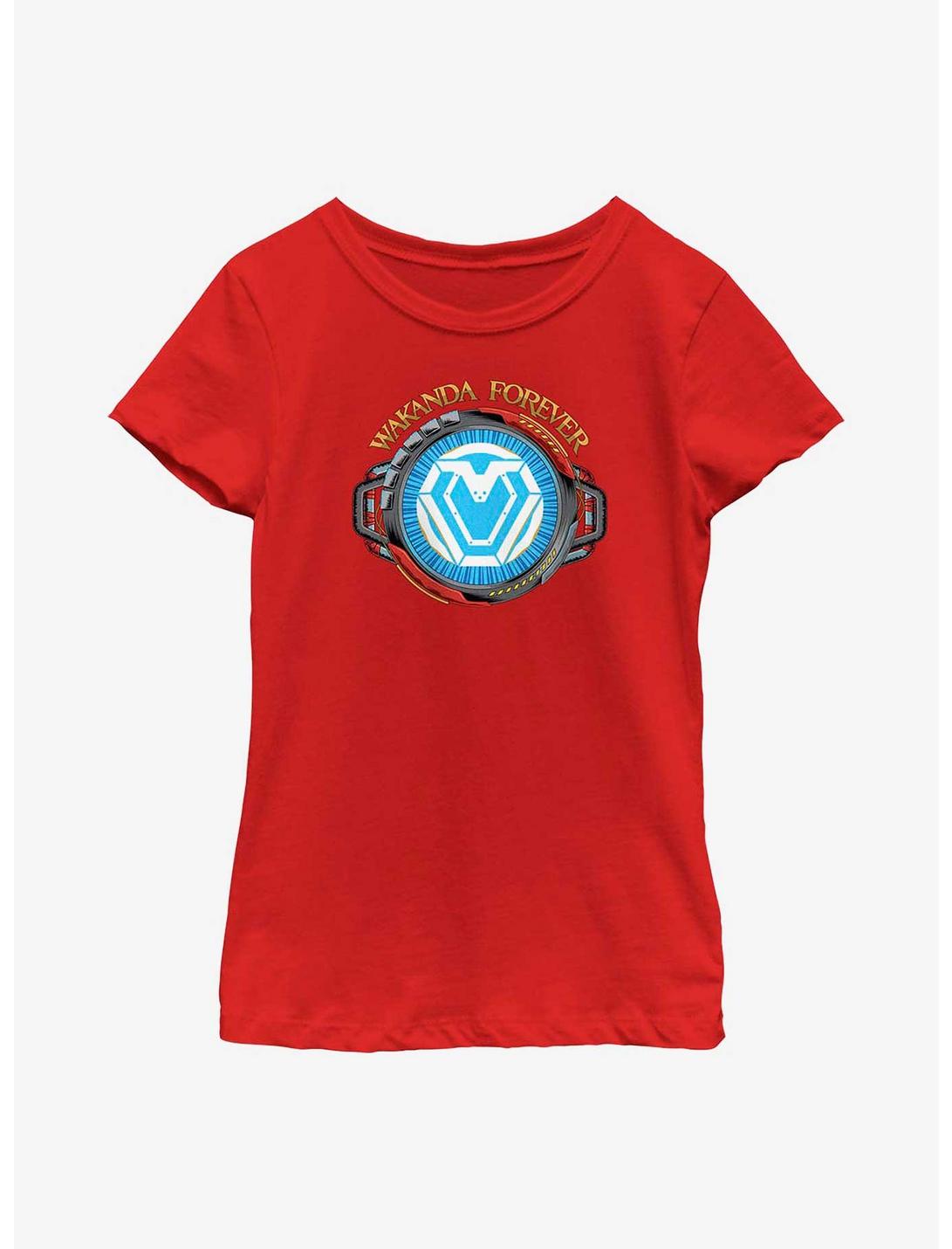 Marvel Black Panther: Wakanda Forever Vibranium Reactor Youth Girls T-Shirt, RED, hi-res