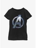 Marvel Black Panther: Wakanda Forever Avengers Symbol Youth Girls T-Shirt, BLACK, hi-res