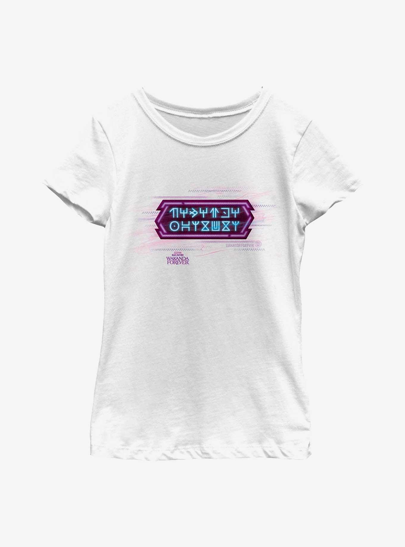 Marvel Black Panther: Wakanda Forever Wakandan Text Youth Girls T-Shirt, , hi-res