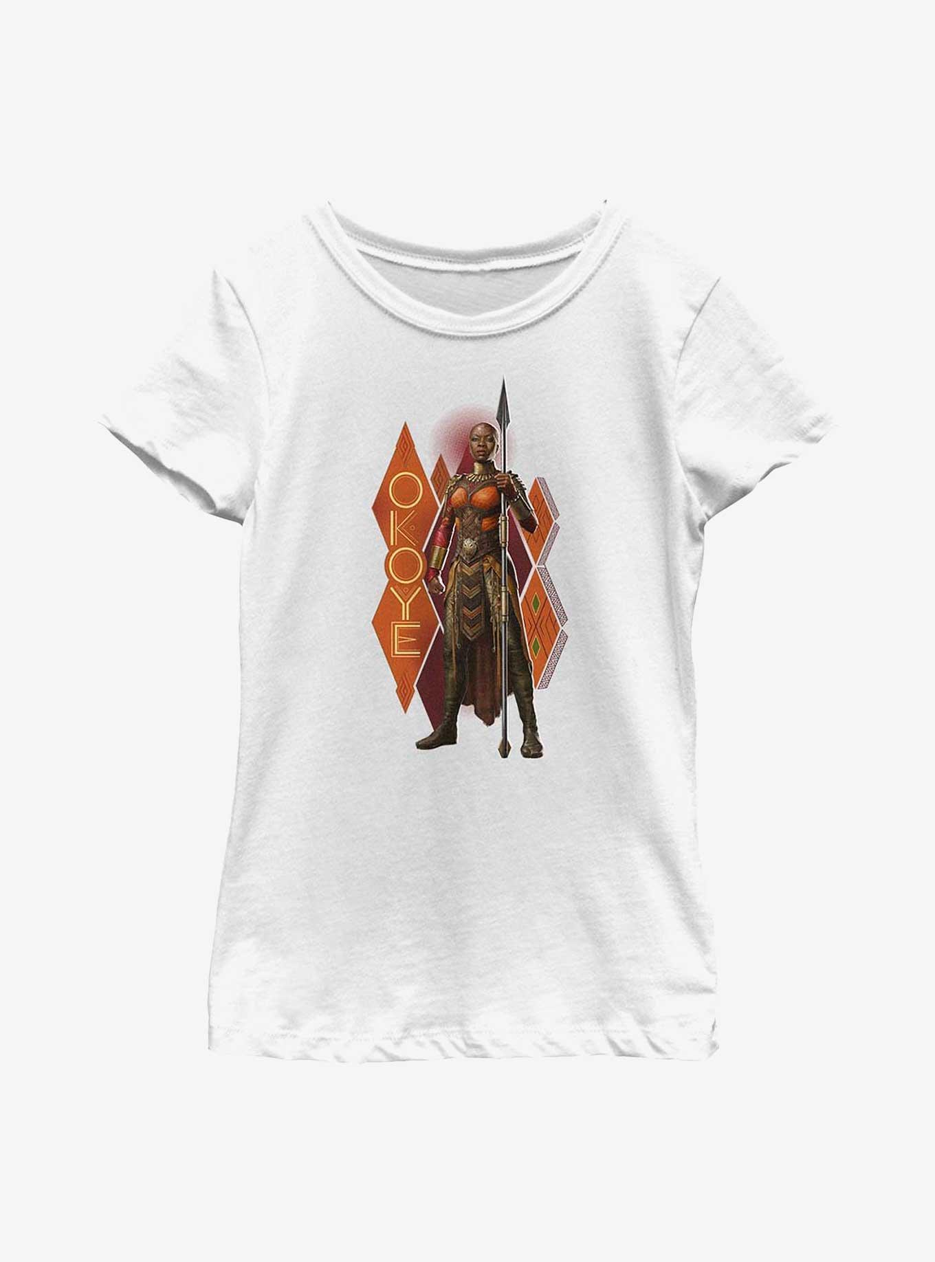 Marvel Black Panther: Wakanda Forever Okoye Pattern Youth Girls T-Shirt, WHITE, hi-res