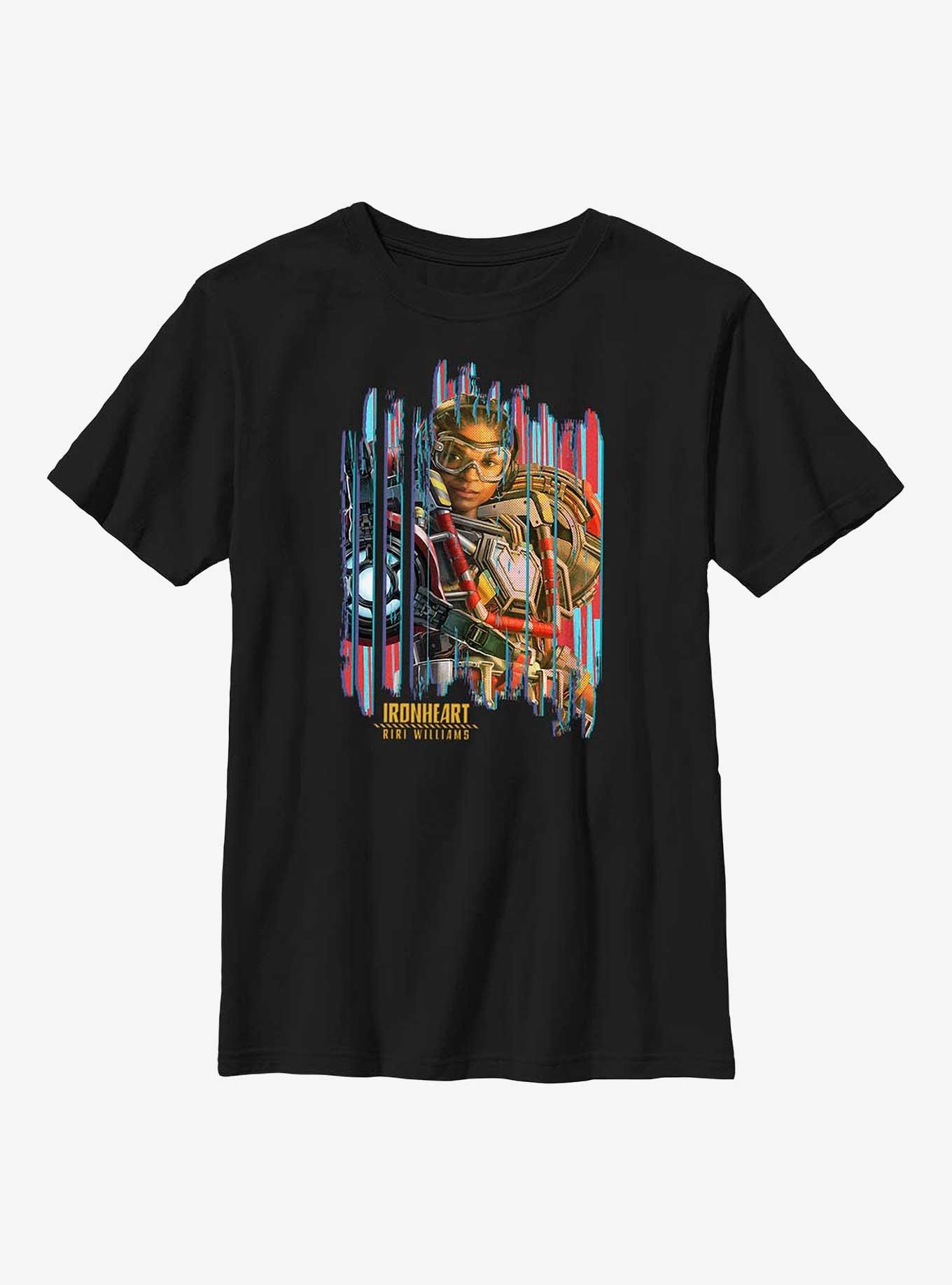 Marvel Black Panther: Wakanda Forever Ironheart Poster Look Youth T-Shirt, BLACK, hi-res