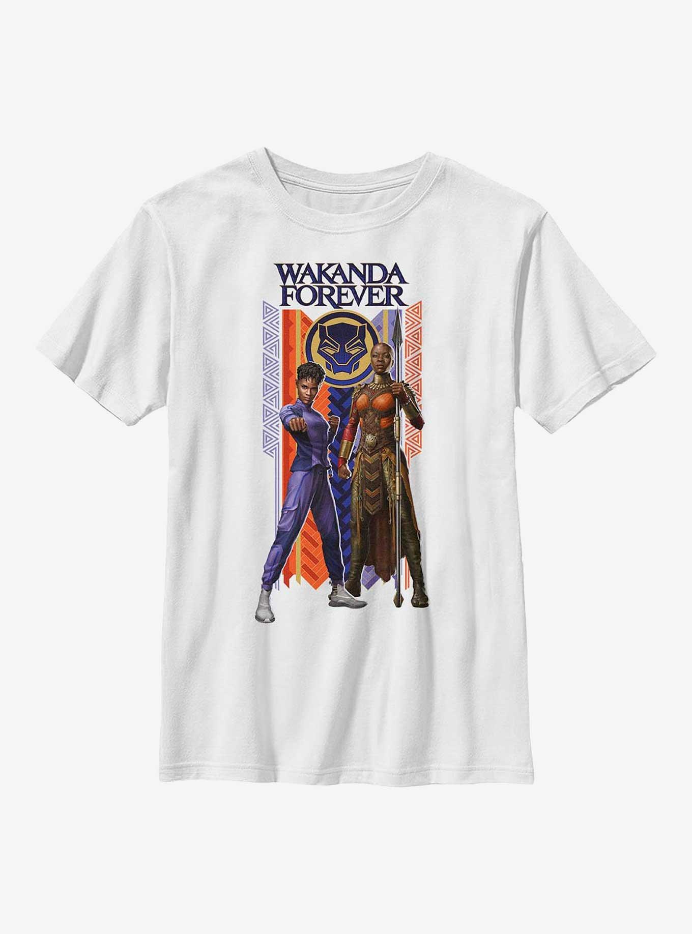 Marvel Black Panther: Wakanda Forever Shuri Okoye Banner Youth T-Shirt, WHITE, hi-res