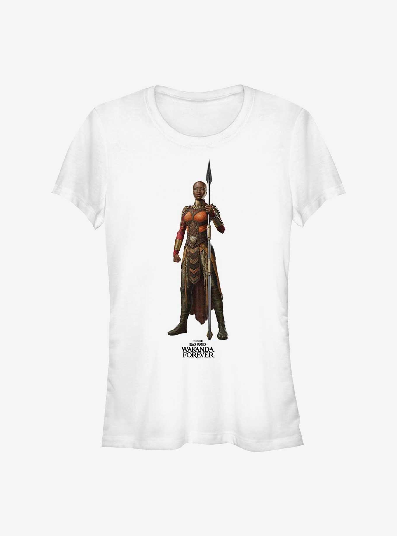 Marvel Black Panther: Wakanda Forever Okoye Action Pose Girls T-Shirt, WHITE, hi-res